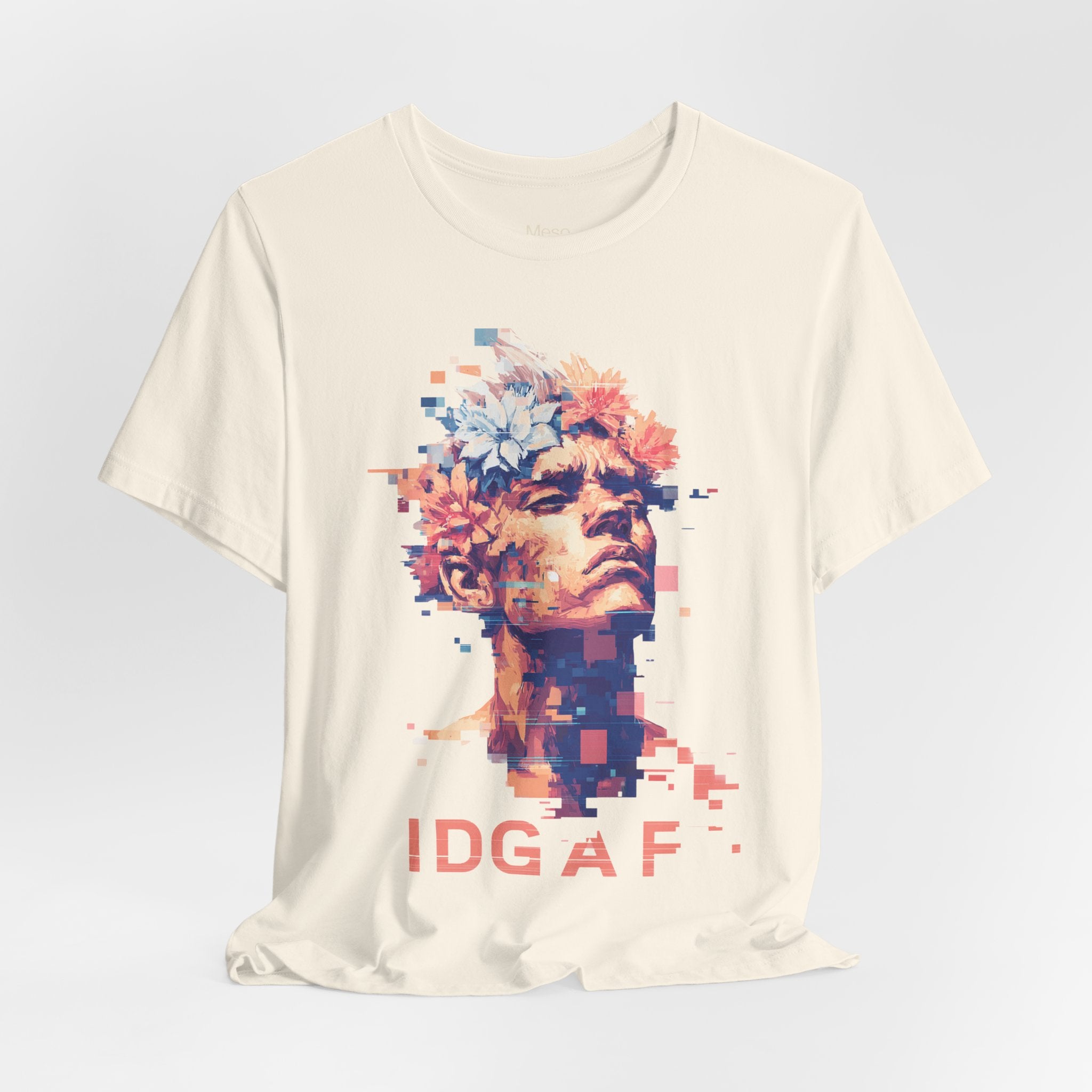 IDGAF Statue Bust Graphic Tee | Glitched Classical Sculpture T-Shirt