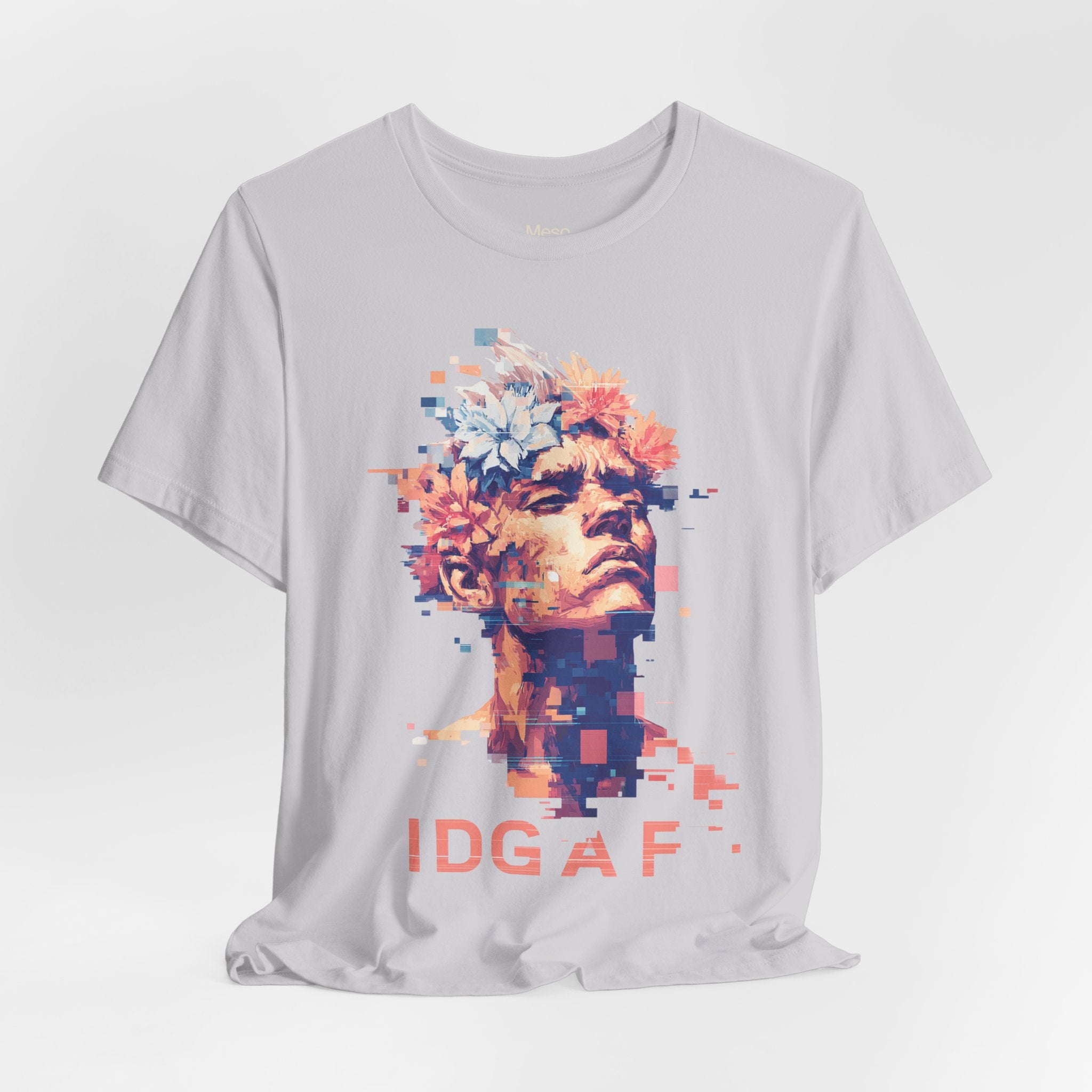 IDGAF Statue Bust Graphic Tee | Glitched Classical Sculpture T-Shirt