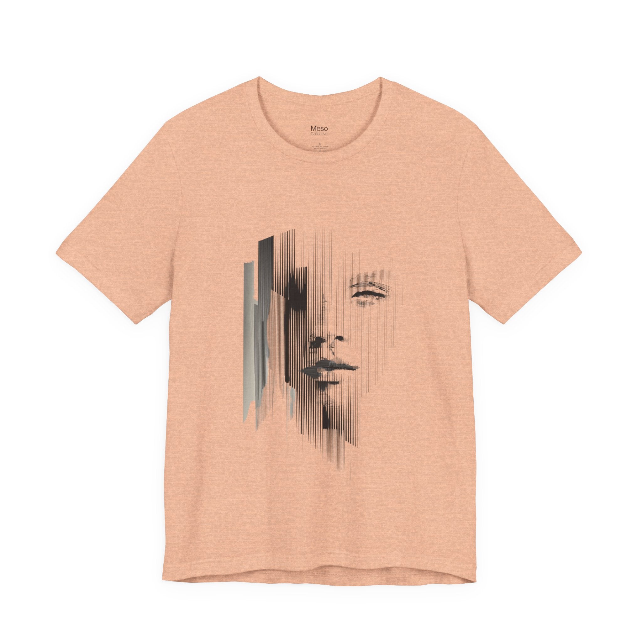 Glitch Face Portrait Tee | Abstract Drip Art, Minimal Monochrome