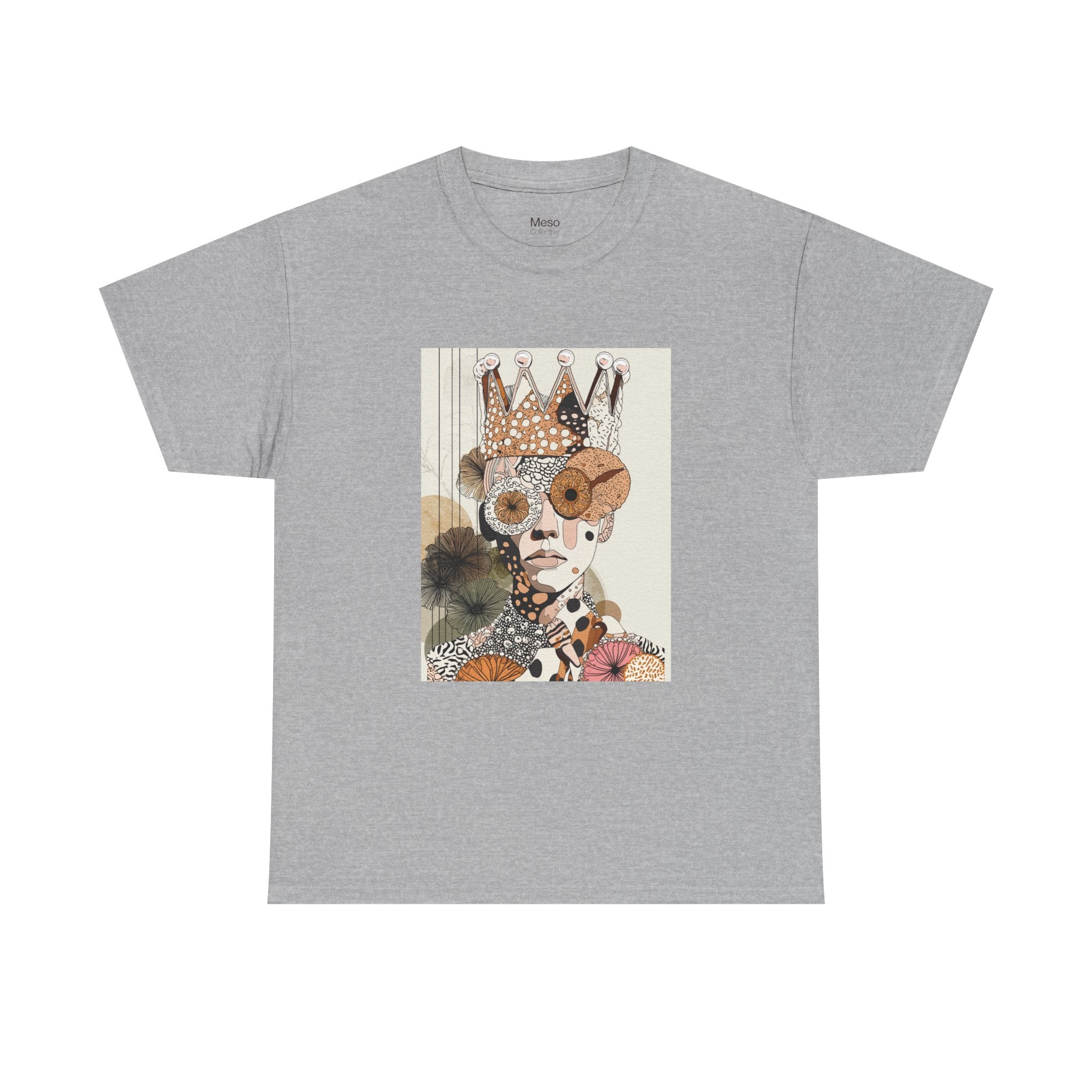 Surreal Crowned Face Art Tee — Abstract Collage Graphic T-Shirt