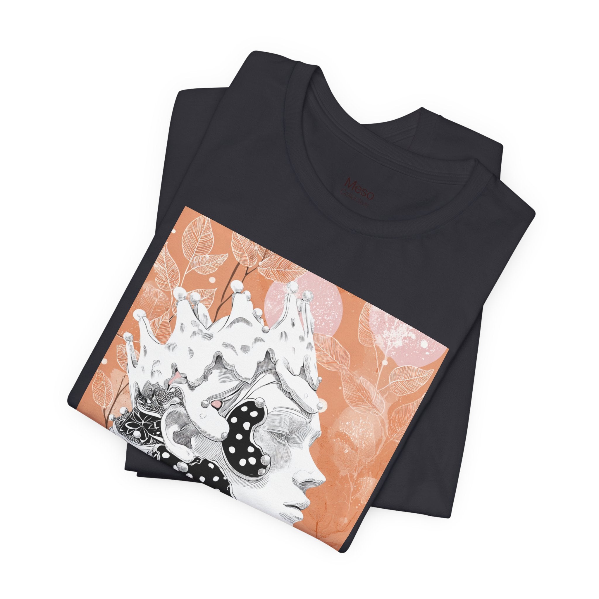 Artistic Coral Portrait Tee — Abstract Floral Woman Graphic T-Shirt