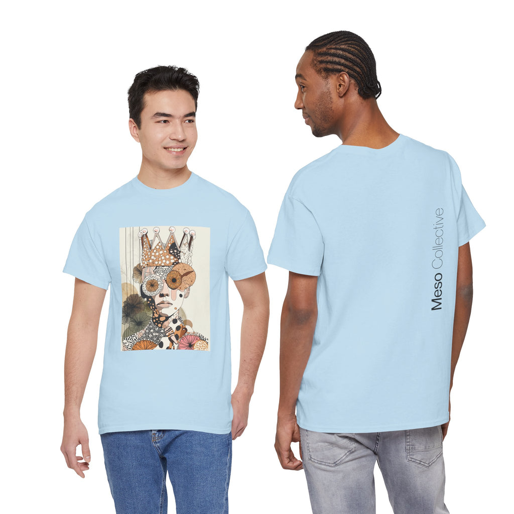 Surreal Crowned Face Art Tee — Abstract Collage Graphic T-Shirt