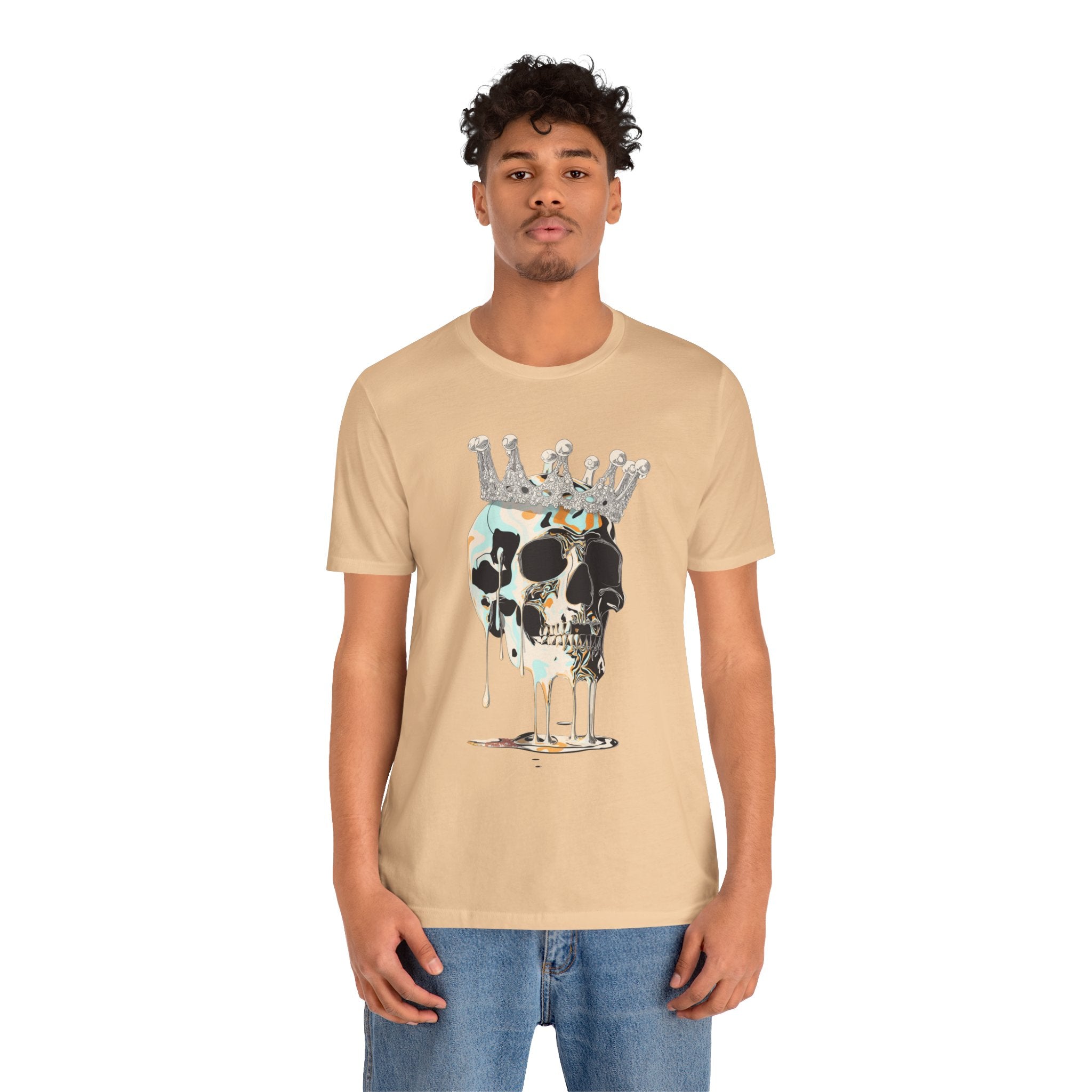 Skull Crown Graphic Tee — Dripping Art Skull T-Shirt