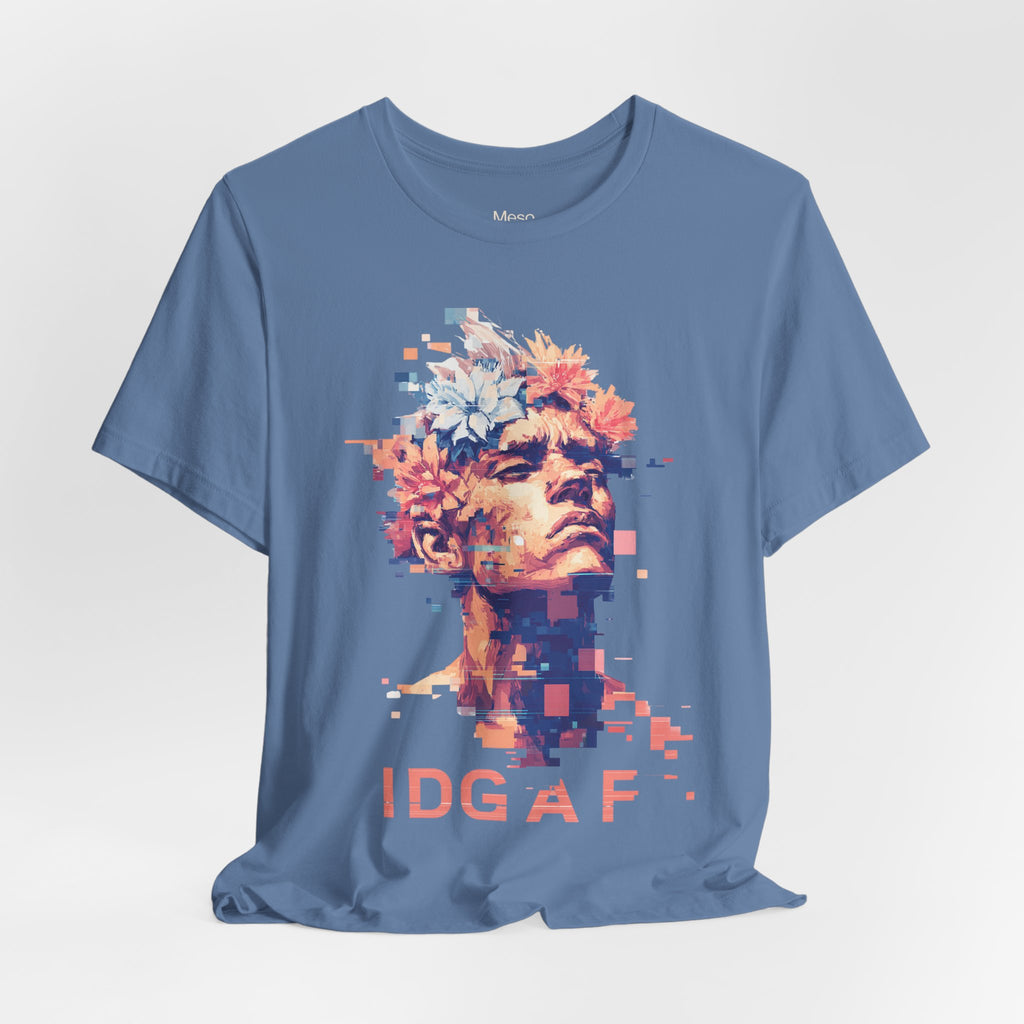 IDGAF Statue Bust Graphic Tee | Glitched Classical Sculpture T-Shirt