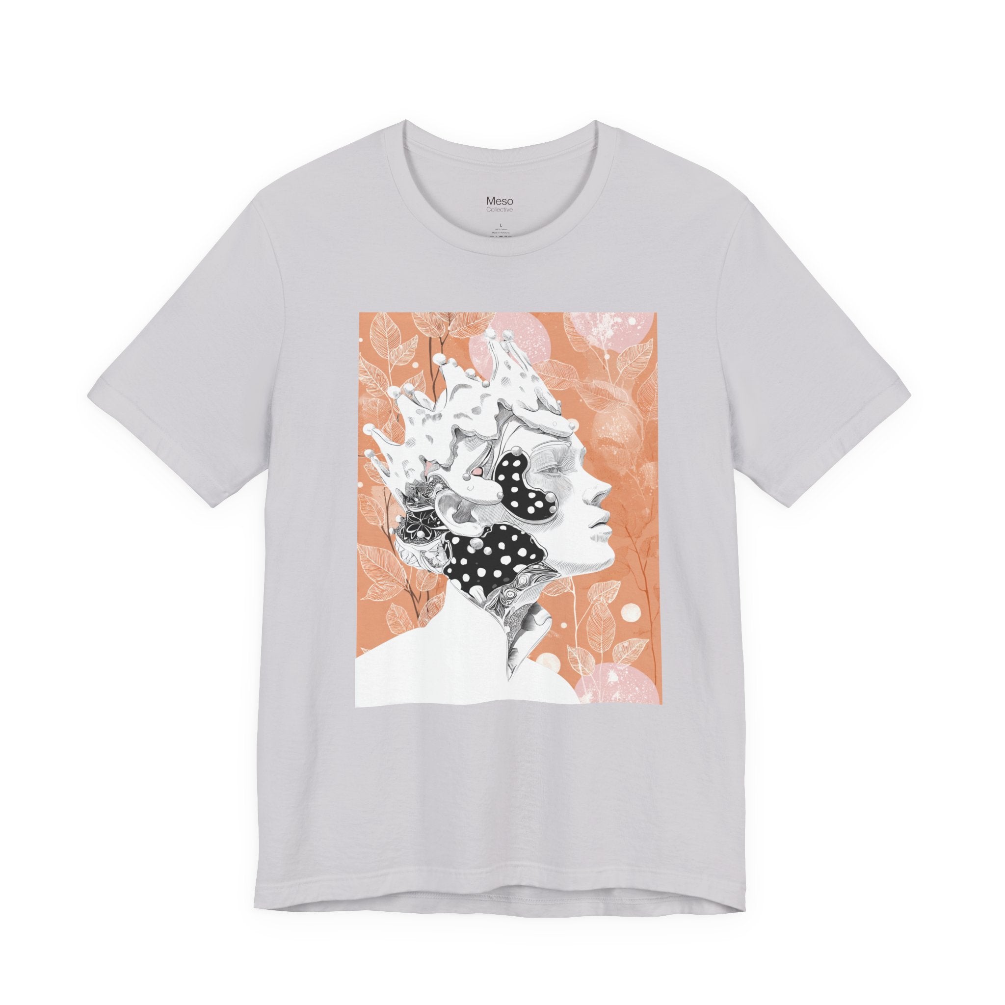 Artistic Coral Portrait Tee — Abstract Floral Woman Graphic T-Shirt