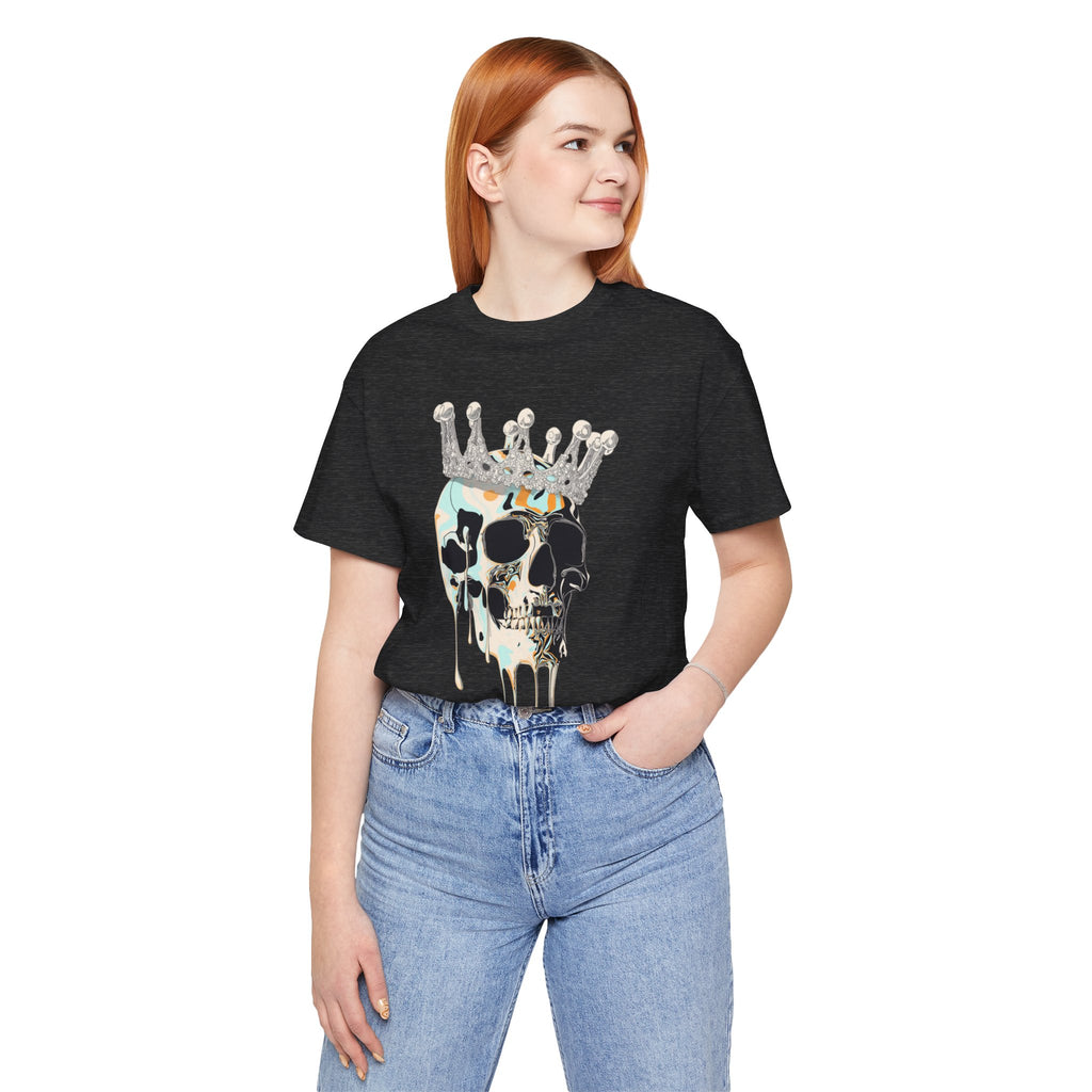 Skull Crown Graphic Tee — Dripping Art Skull T-Shirt