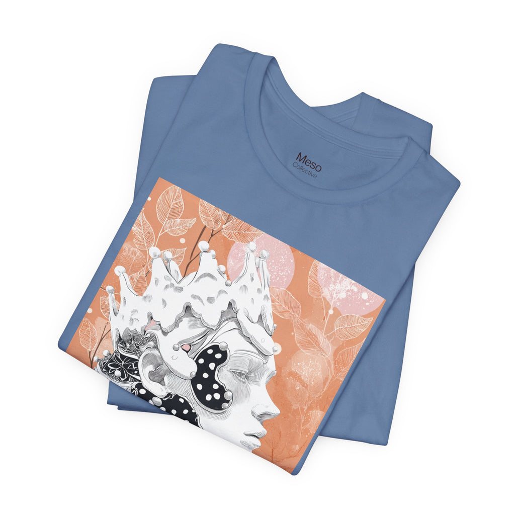 Artistic Coral Portrait Tee — Abstract Floral Woman Graphic T-Shirt