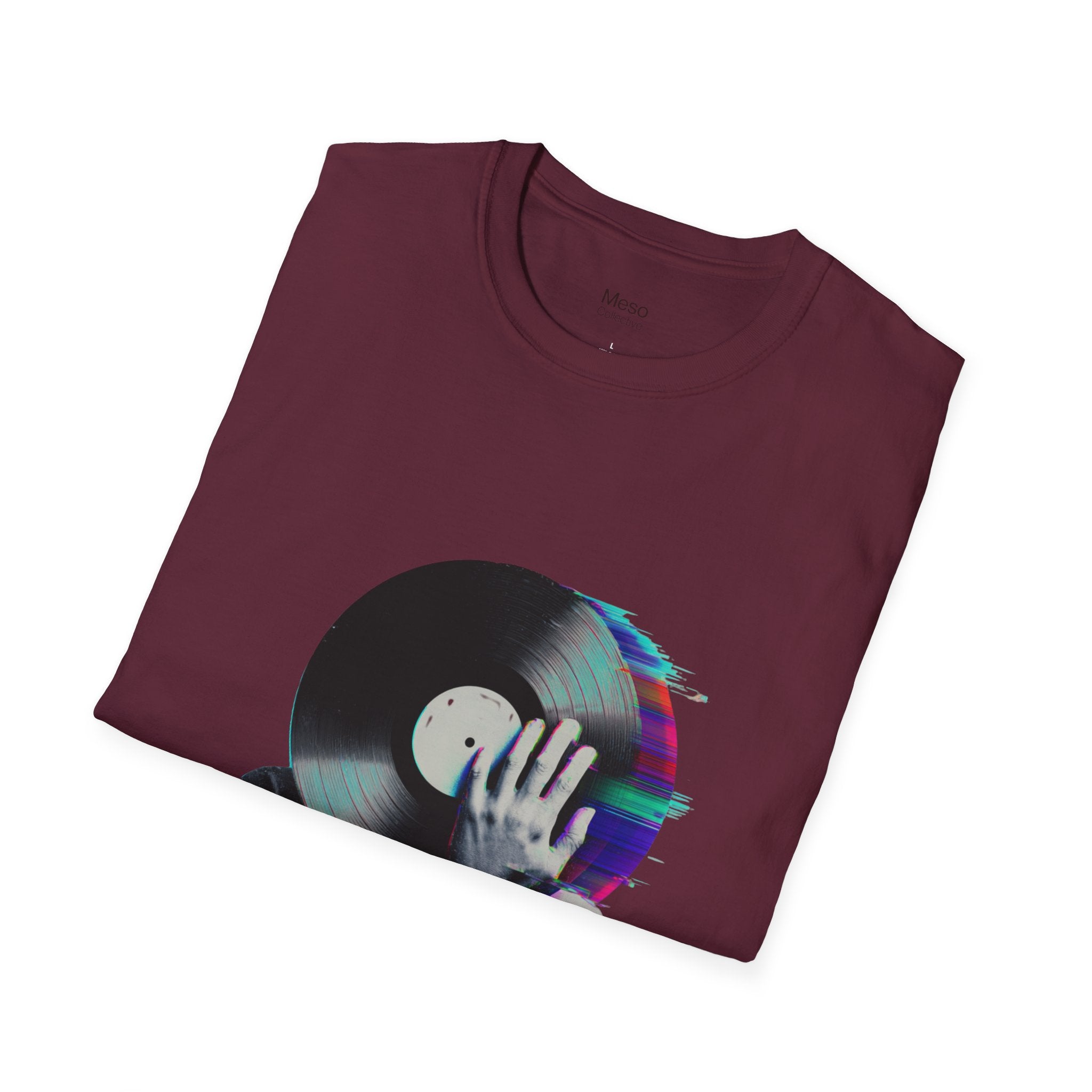 Glitch Vinyl Face T-Shirt | Retro Record Art, Music Lover Tee