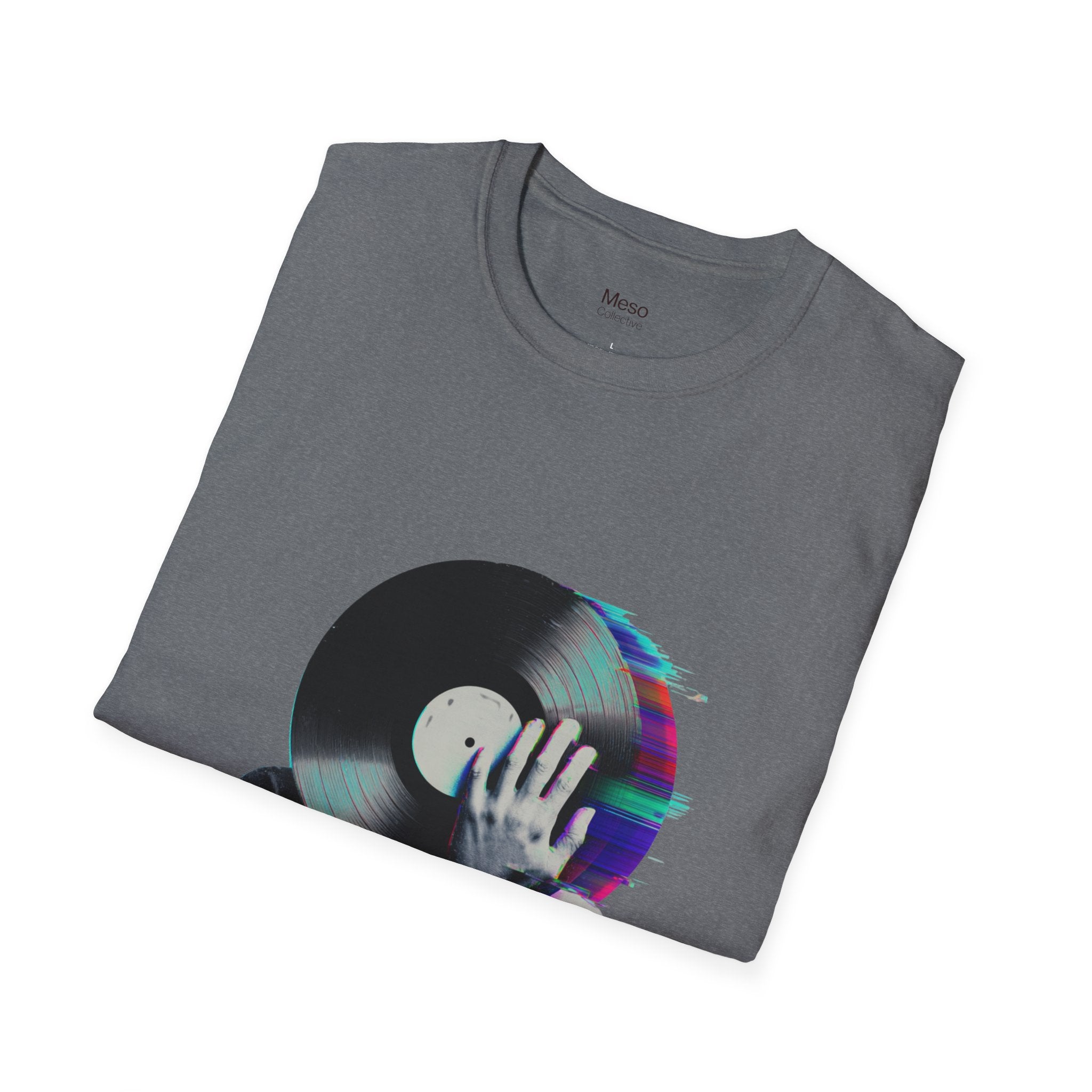 Glitch Vinyl Face T-Shirt | Retro Record Art, Music Lover Tee