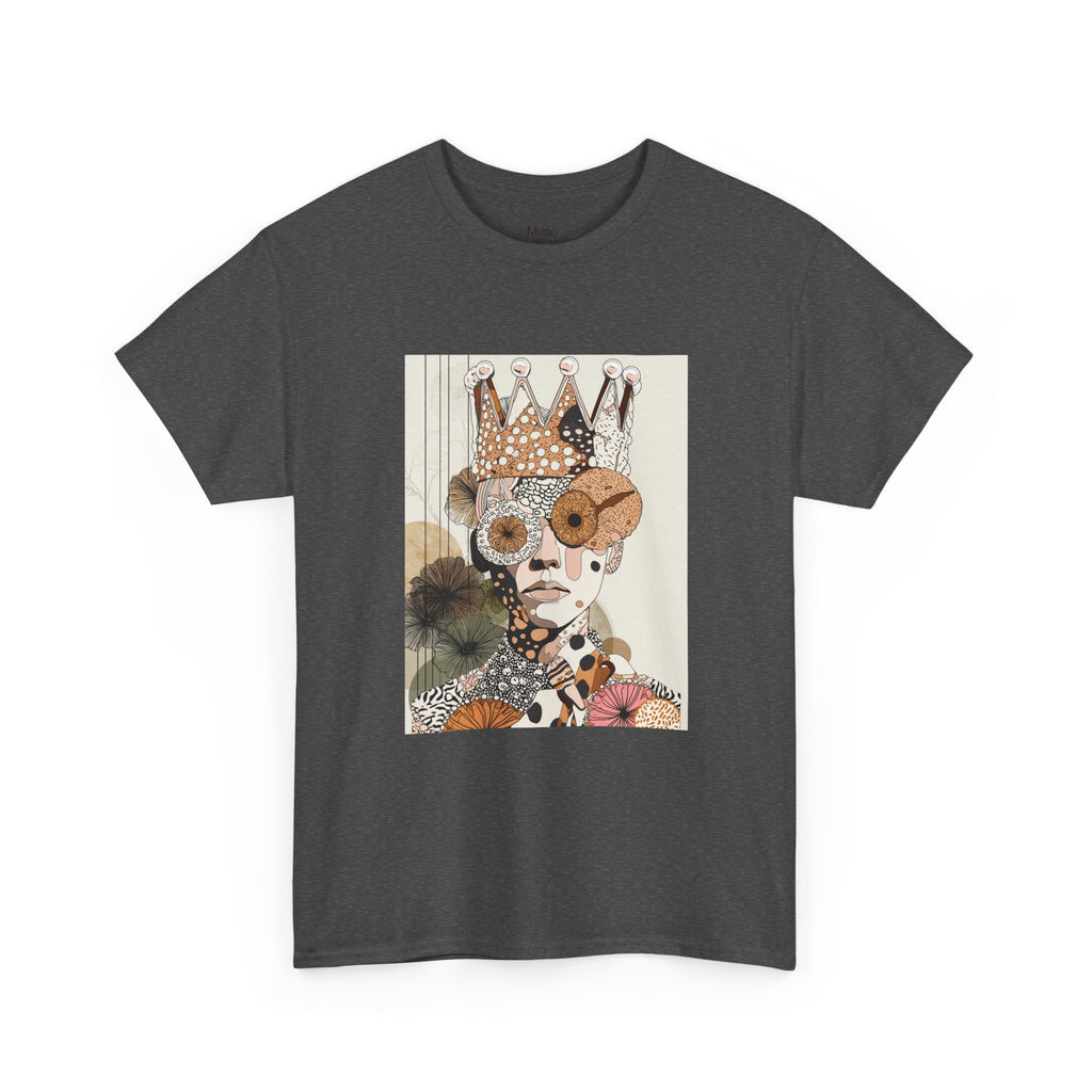 Surreal Crowned Face Art Tee — Abstract Collage Graphic T-Shirt