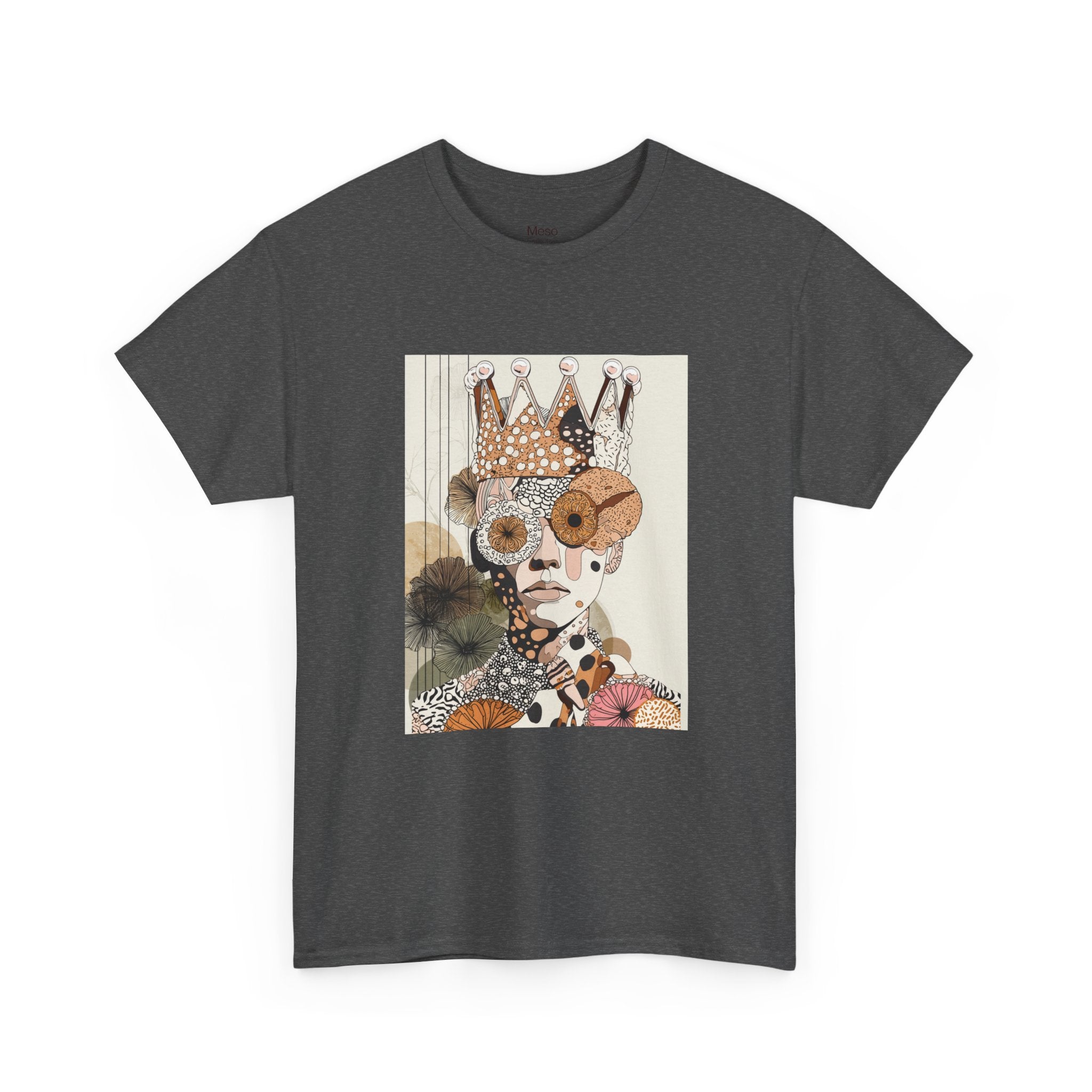Surreal Crowned Face Art Tee — Abstract Collage Graphic T-Shirt