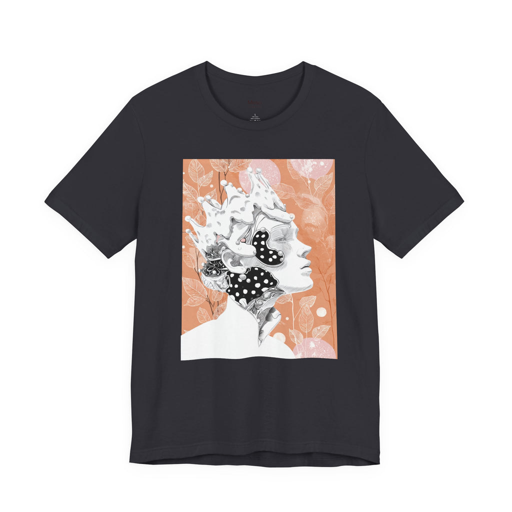 Artistic Coral Portrait Tee — Abstract Floral Woman Graphic T-Shirt