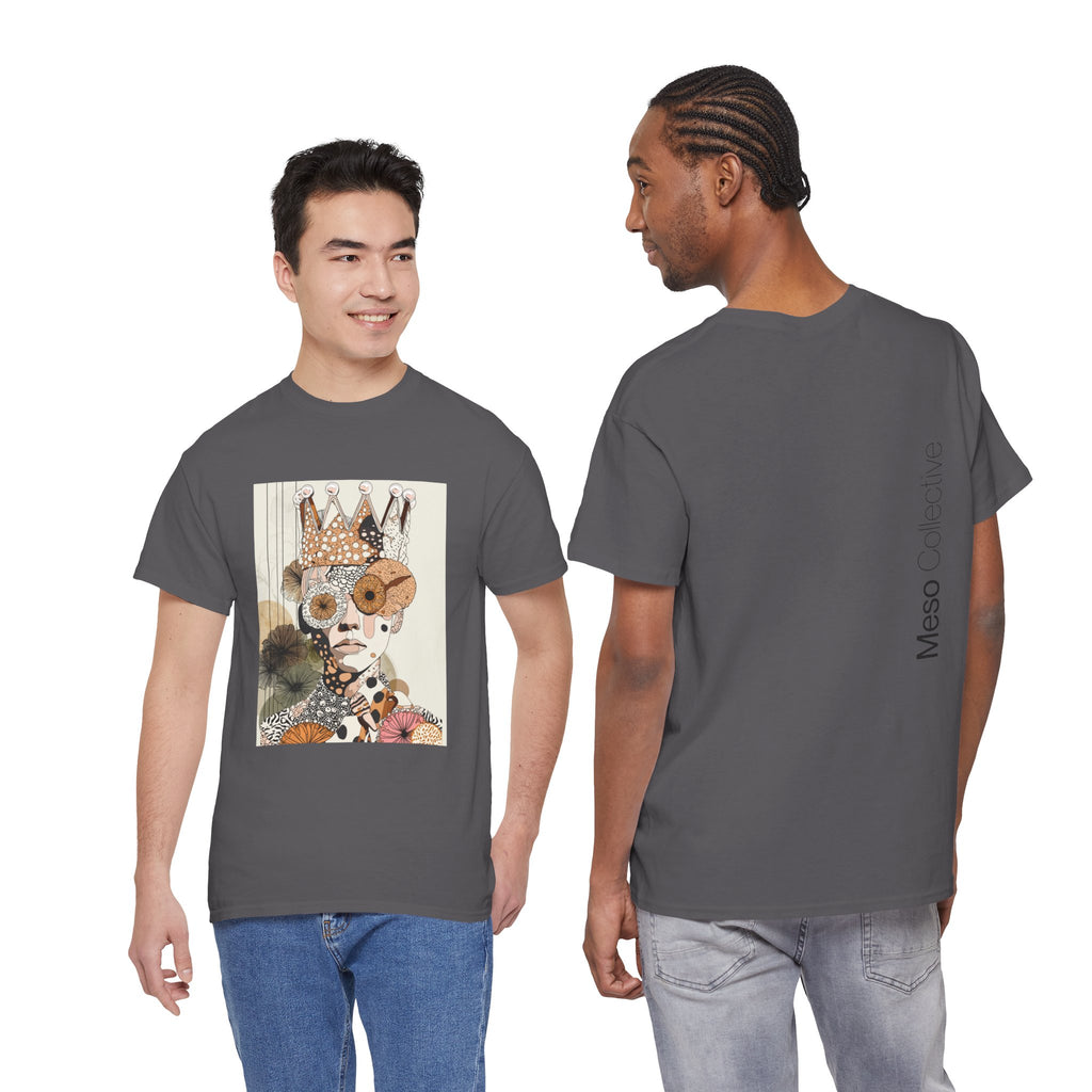 Surreal Crowned Face Art Tee — Abstract Collage Graphic T-Shirt