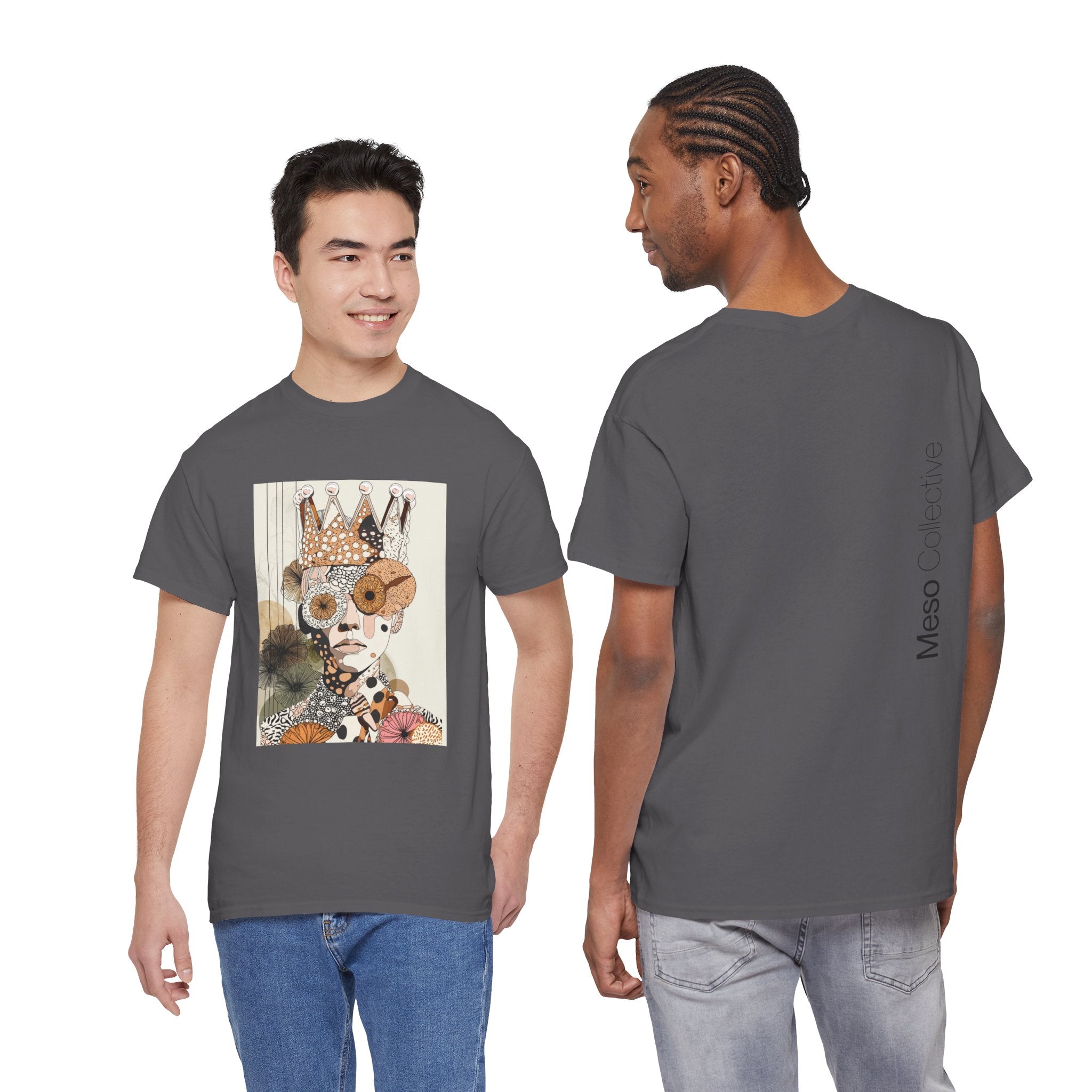 Surreal Crowned Face Art Tee — Abstract Collage Graphic T-Shirt