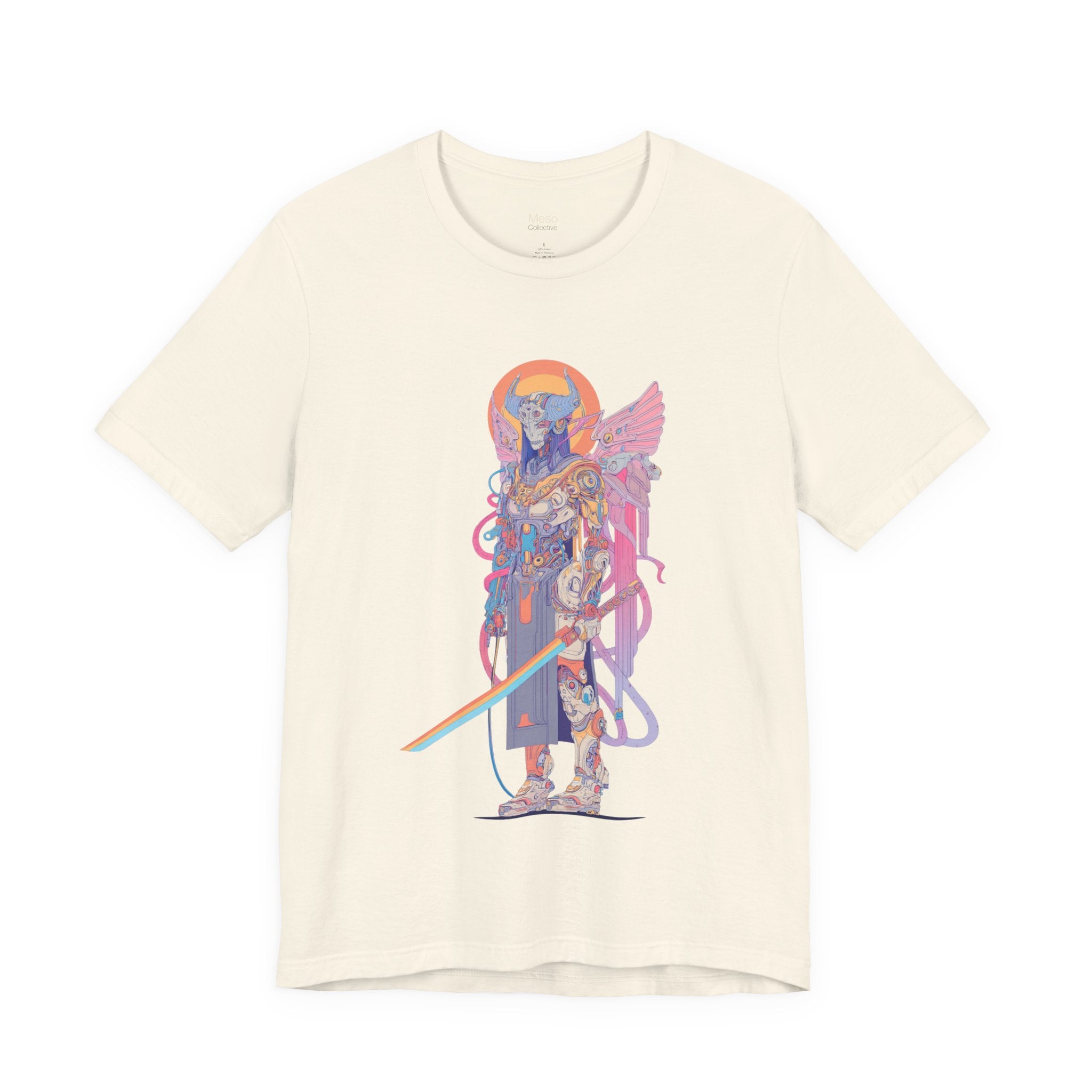 Celestial Warrior with Sword T-Shirt | Angelic Armor Illustration