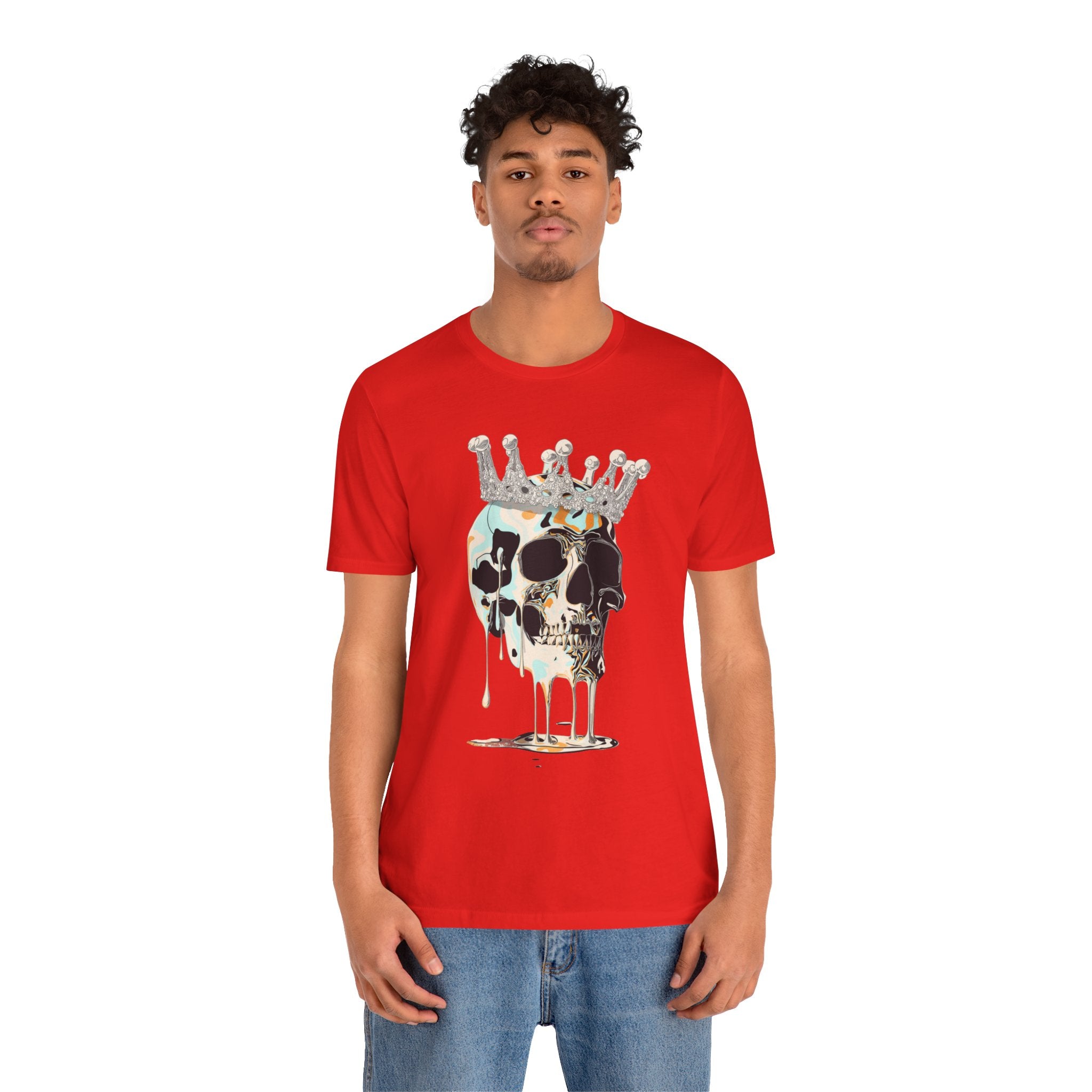 Skull Crown Graphic Tee — Dripping Art Skull T-Shirt