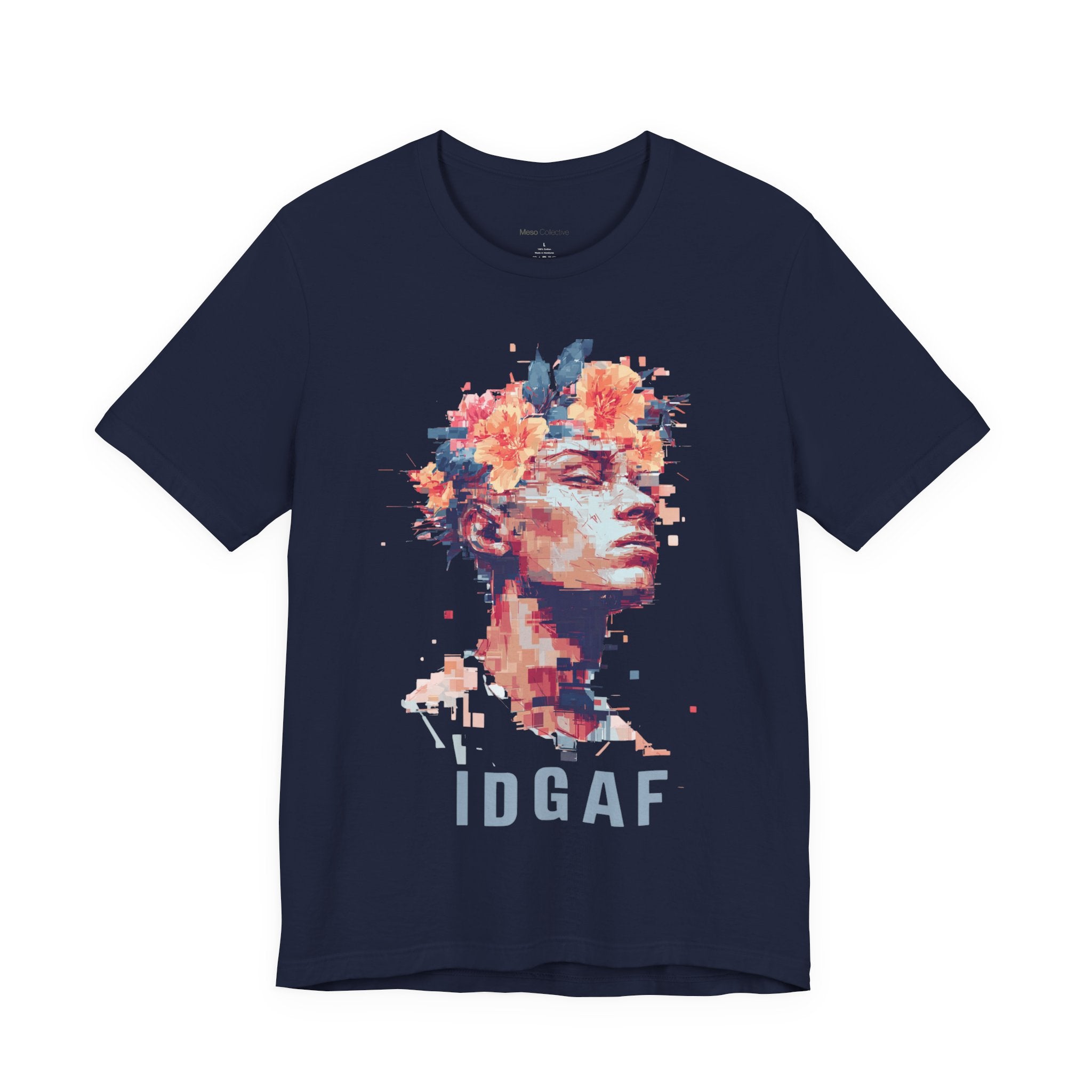 Floral Bust Portrait IDGAF T-Shirt | Artistic Statue Head Tee