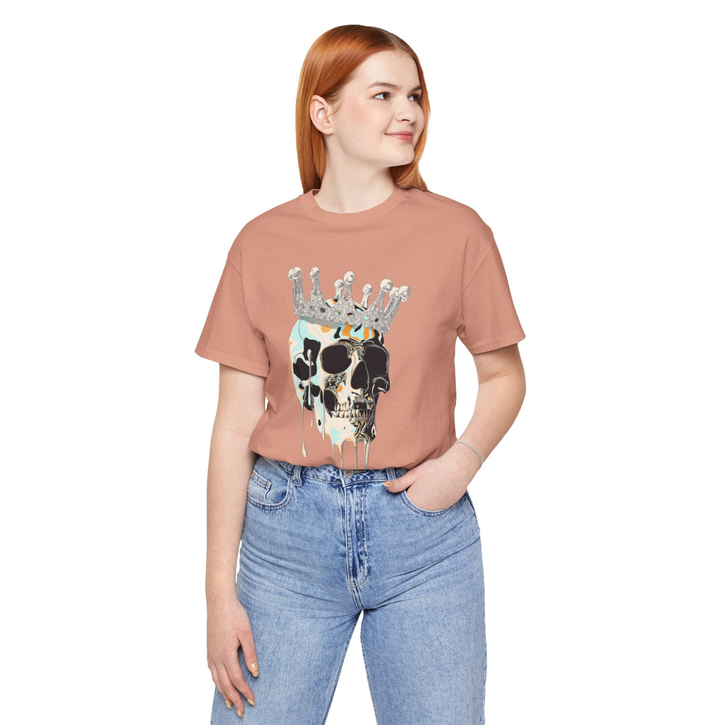 Skull Crown Graphic Tee — Dripping Art Skull T-Shirt