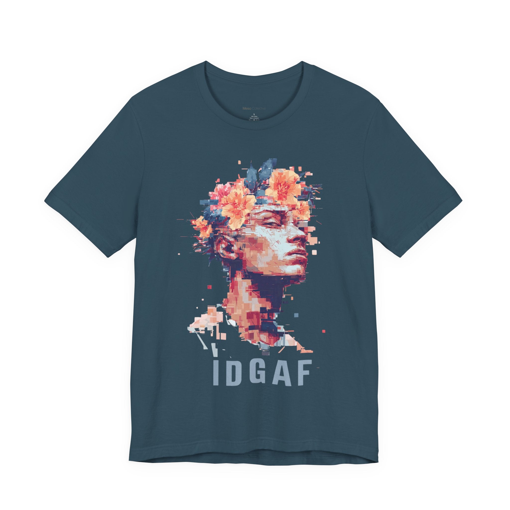 Floral Bust Portrait IDGAF T-Shirt | Artistic Statue Head Tee