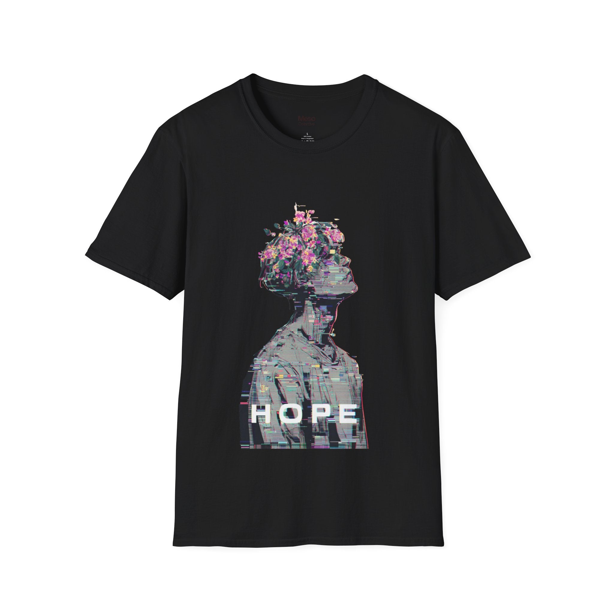 Hope floral bust graphic T-Shirt | silhouette art, glitch collage