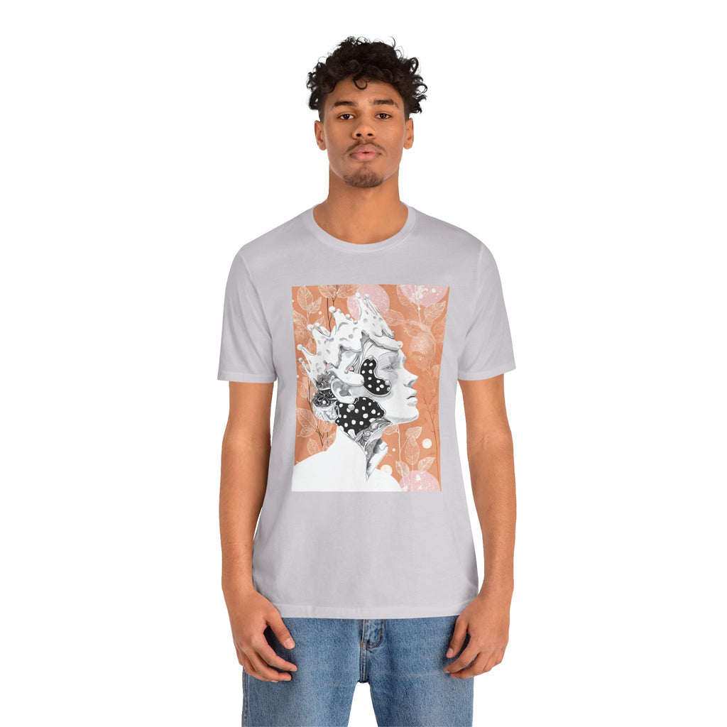 Artistic Coral Portrait Tee — Abstract Floral Woman Graphic T-Shirt