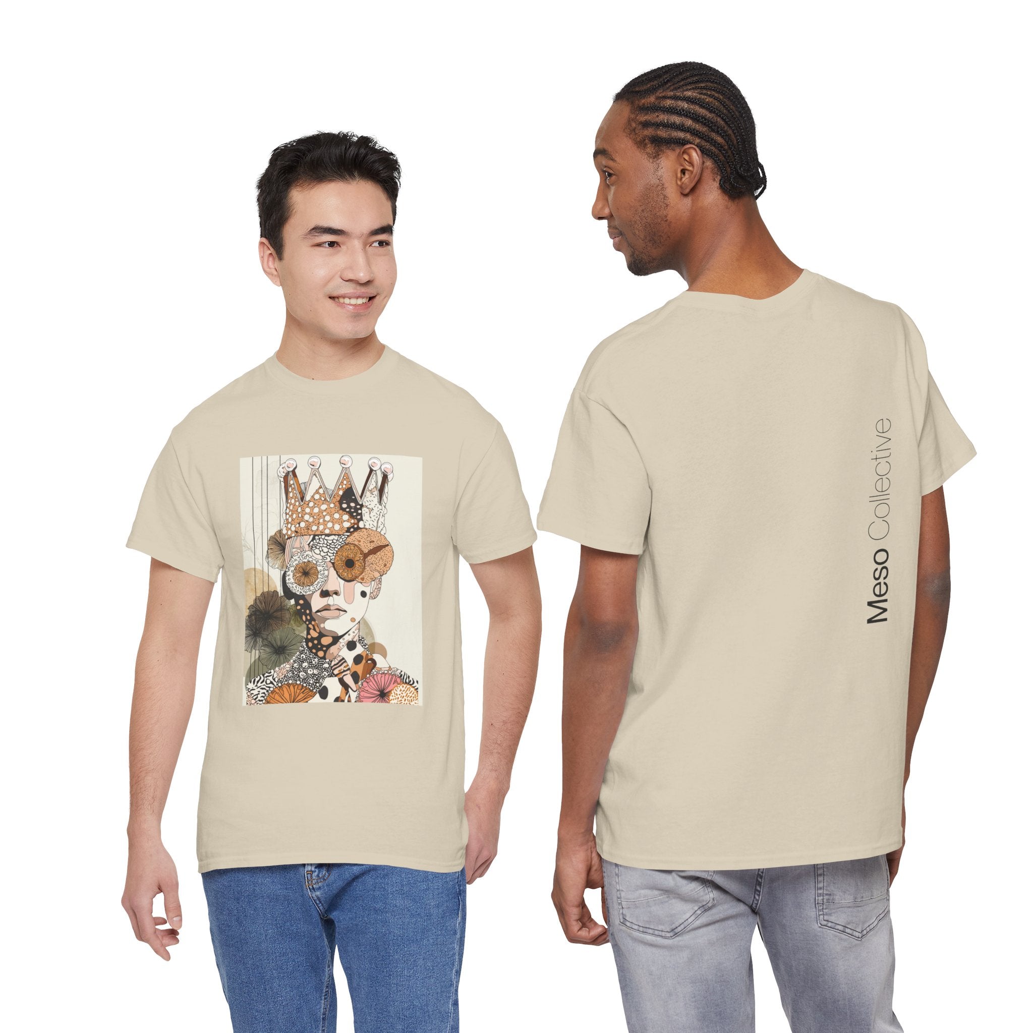 Surreal Crowned Face Art Tee — Abstract Collage Graphic T-Shirt