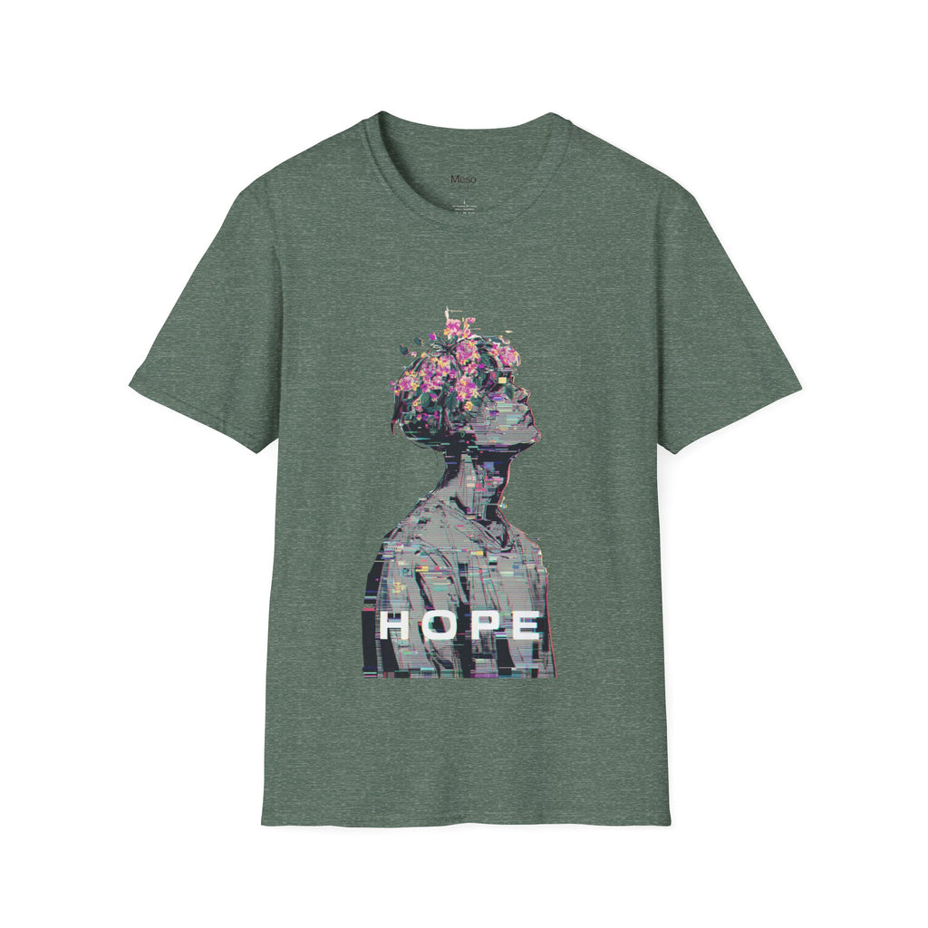 Hope floral bust graphic T-Shirt | silhouette art, glitch collage