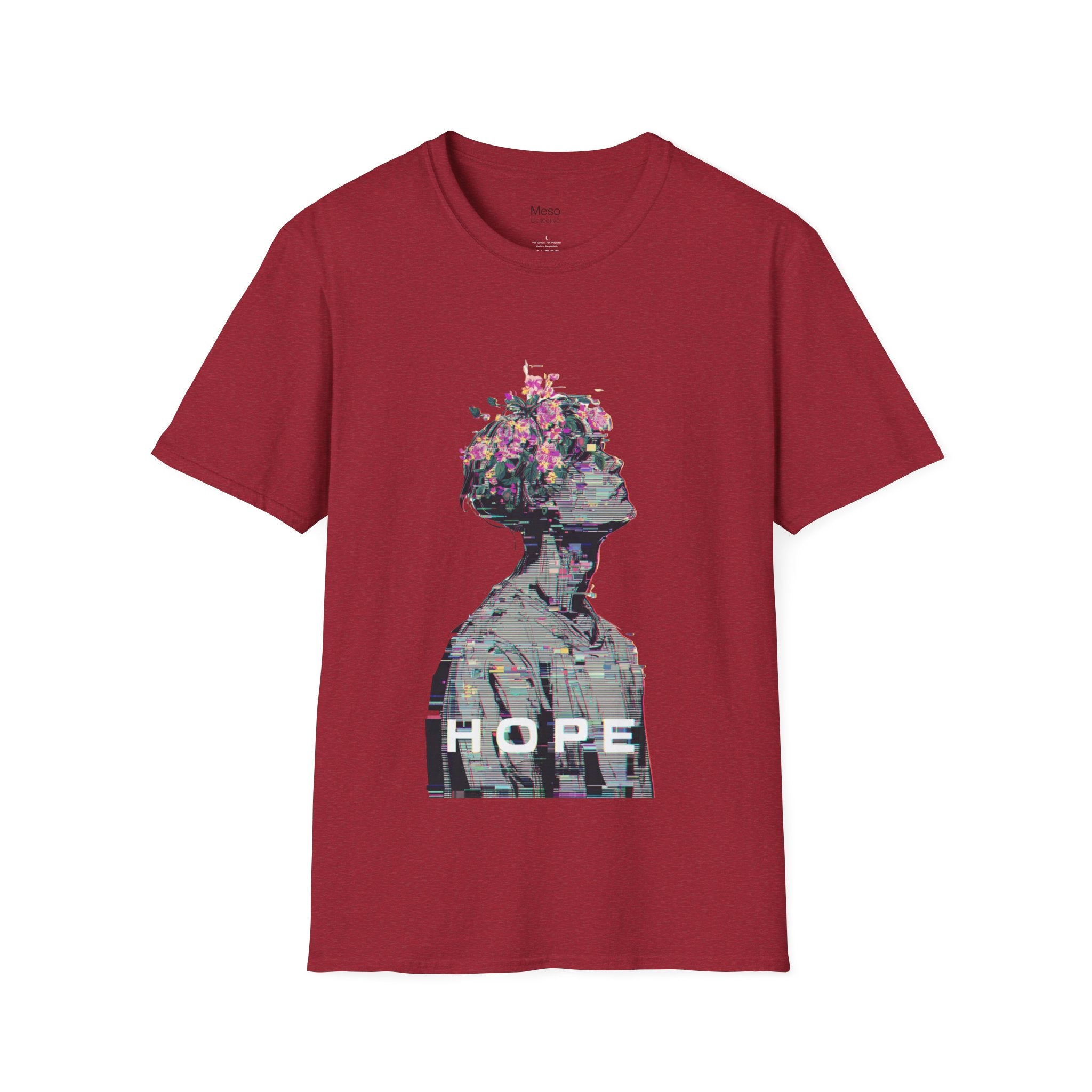 Hope floral bust graphic T-Shirt | silhouette art, glitch collage
