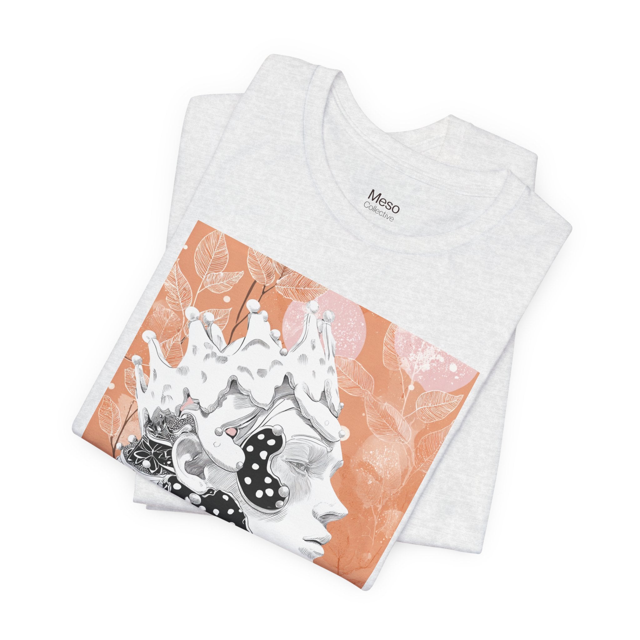 Artistic Coral Portrait Tee — Abstract Floral Woman Graphic T-Shirt