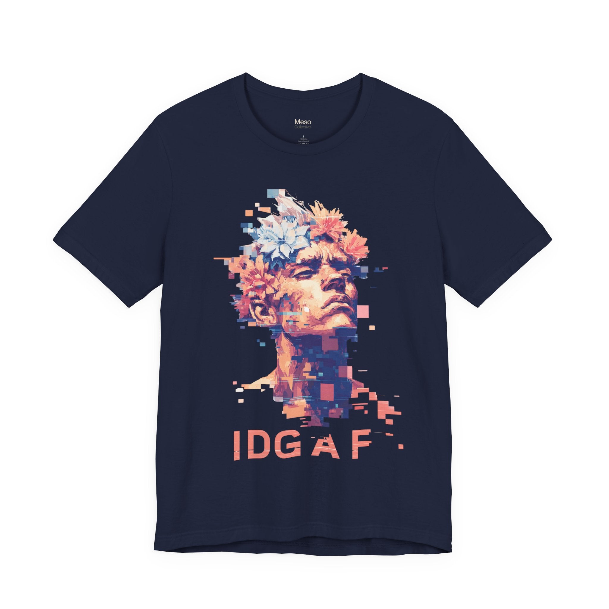 IDGAF Statue Bust Graphic Tee | Glitched Classical Sculpture T-Shirt