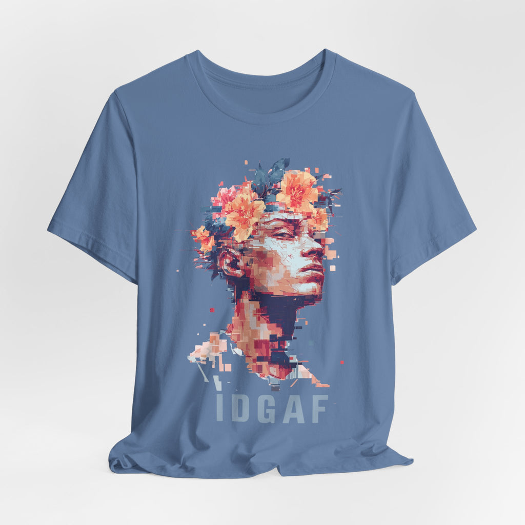 Floral Bust Portrait IDGAF T-Shirt | Artistic Statue Head Tee