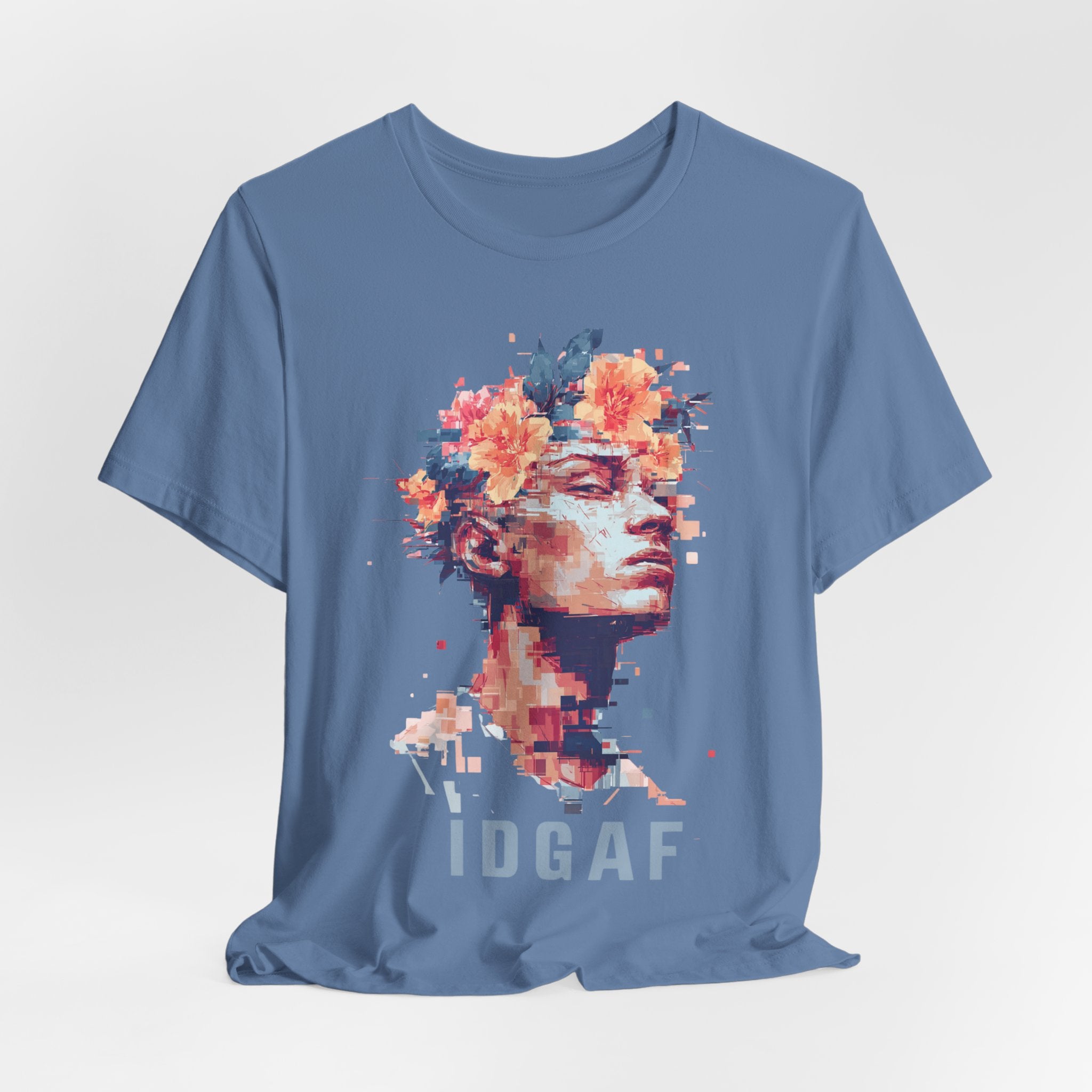 Floral Bust Portrait IDGAF T-Shirt | Artistic Statue Head Tee