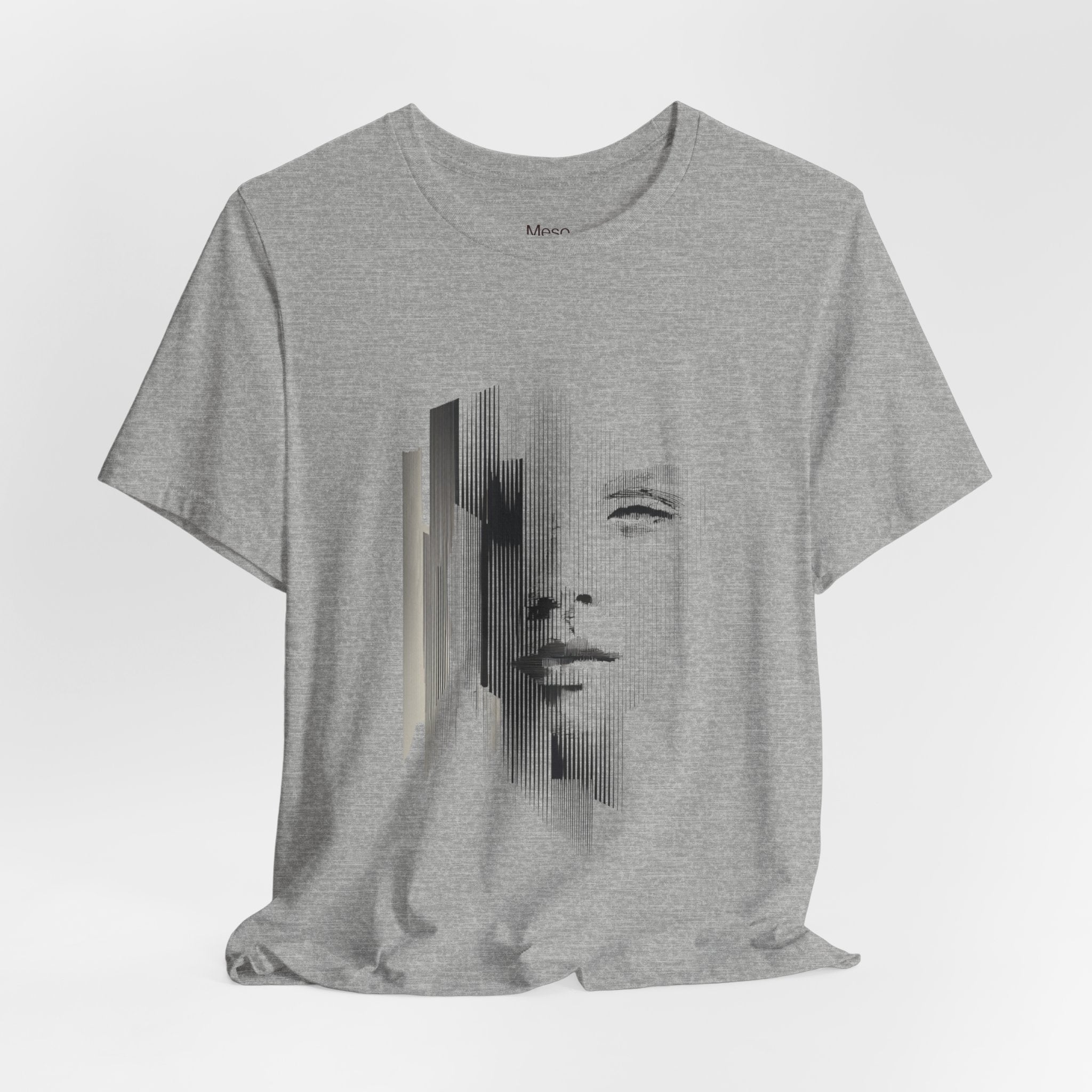Glitch Face Portrait Tee | Abstract Drip Art, Minimal Monochrome