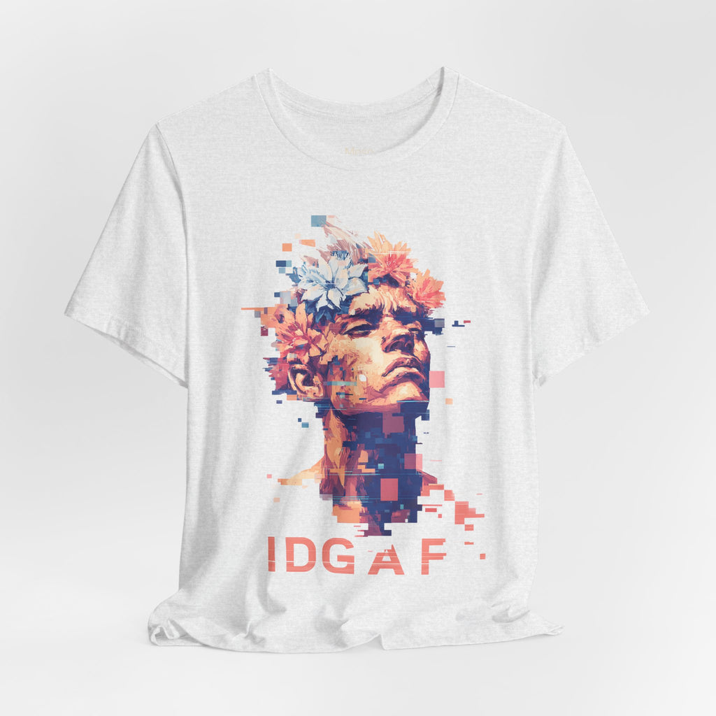 IDGAF Statue Bust Graphic Tee | Glitched Classical Sculpture T-Shirt