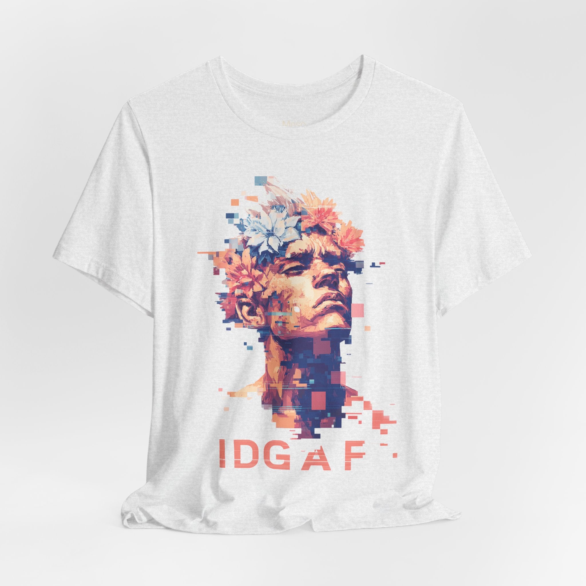 IDGAF Statue Bust Graphic Tee | Glitched Classical Sculpture T-Shirt