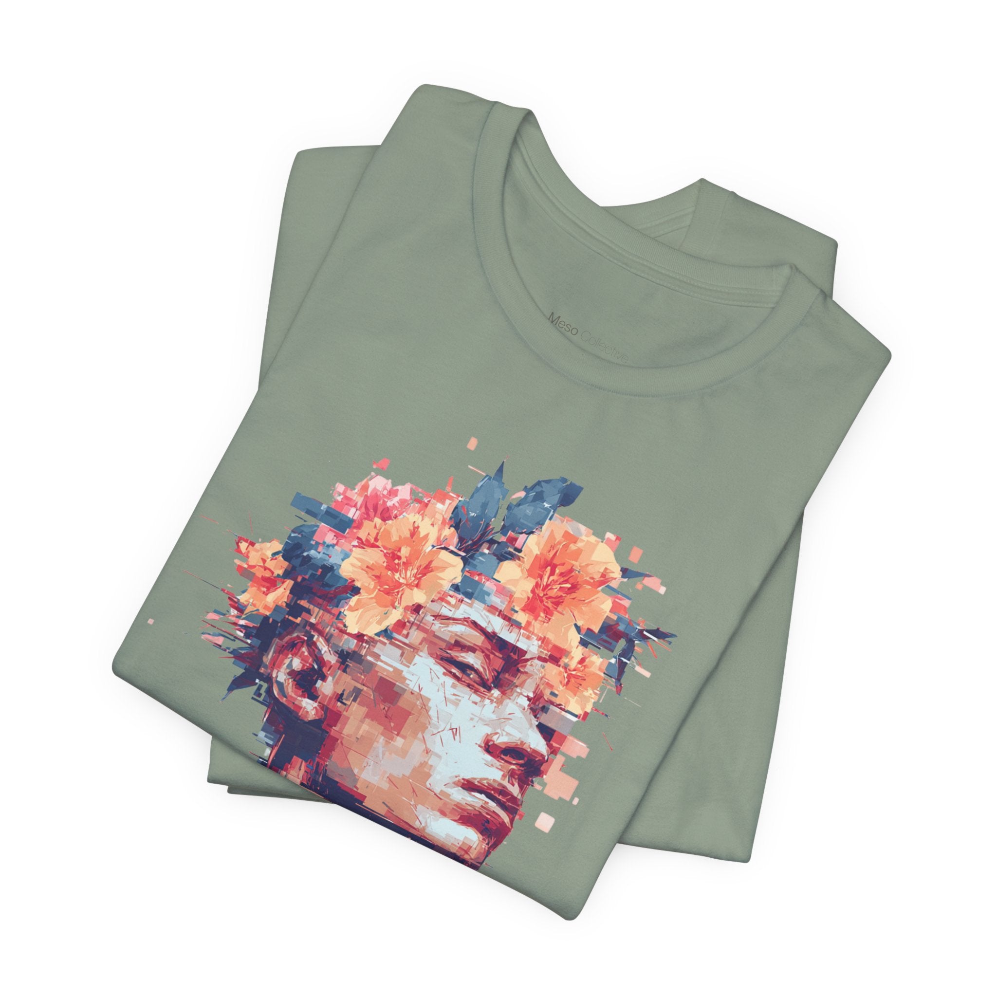 Floral Bust Portrait IDGAF T-Shirt | Artistic Statue Head Tee