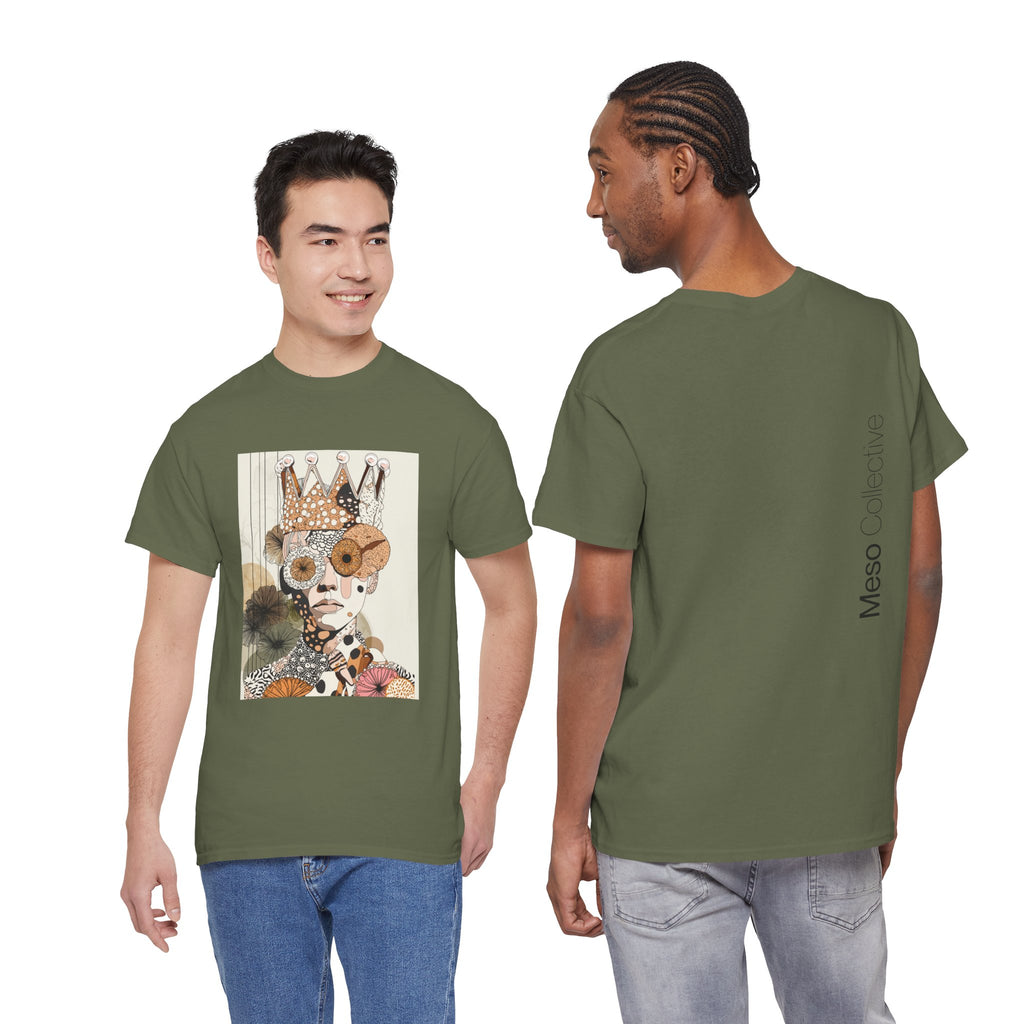 Surreal Crowned Face Art Tee — Abstract Collage Graphic T-Shirt