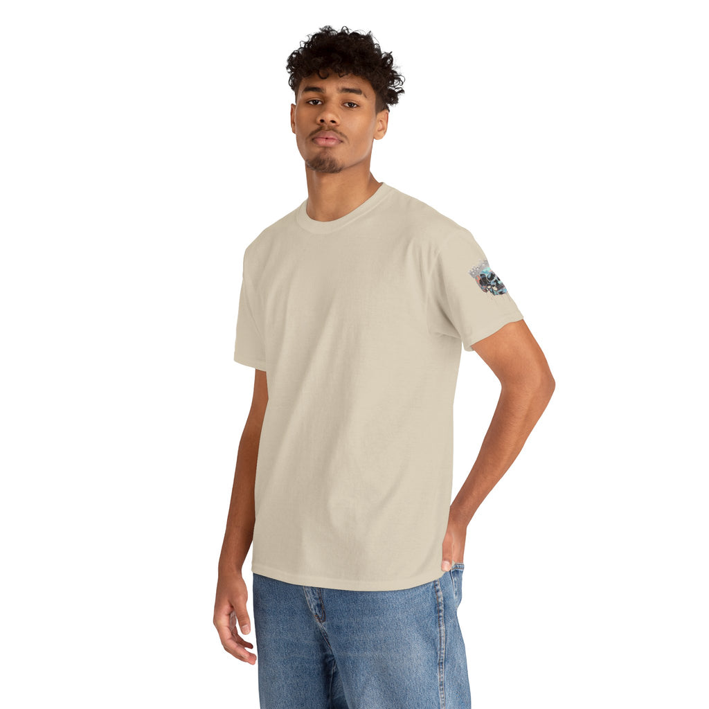 T-Shirt — Minimal 'Meso Collective' Back Print Tee with Subtle Sleeve Graphic