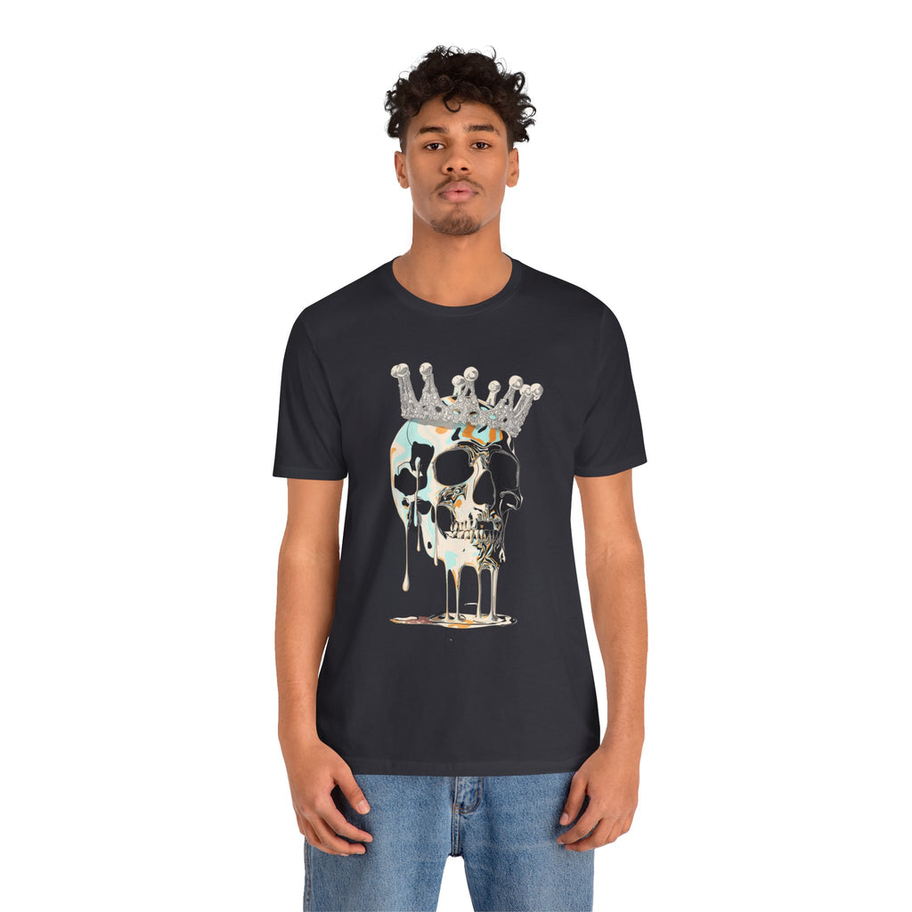 Skull Crown Graphic Tee — Dripping Art Skull T-Shirt