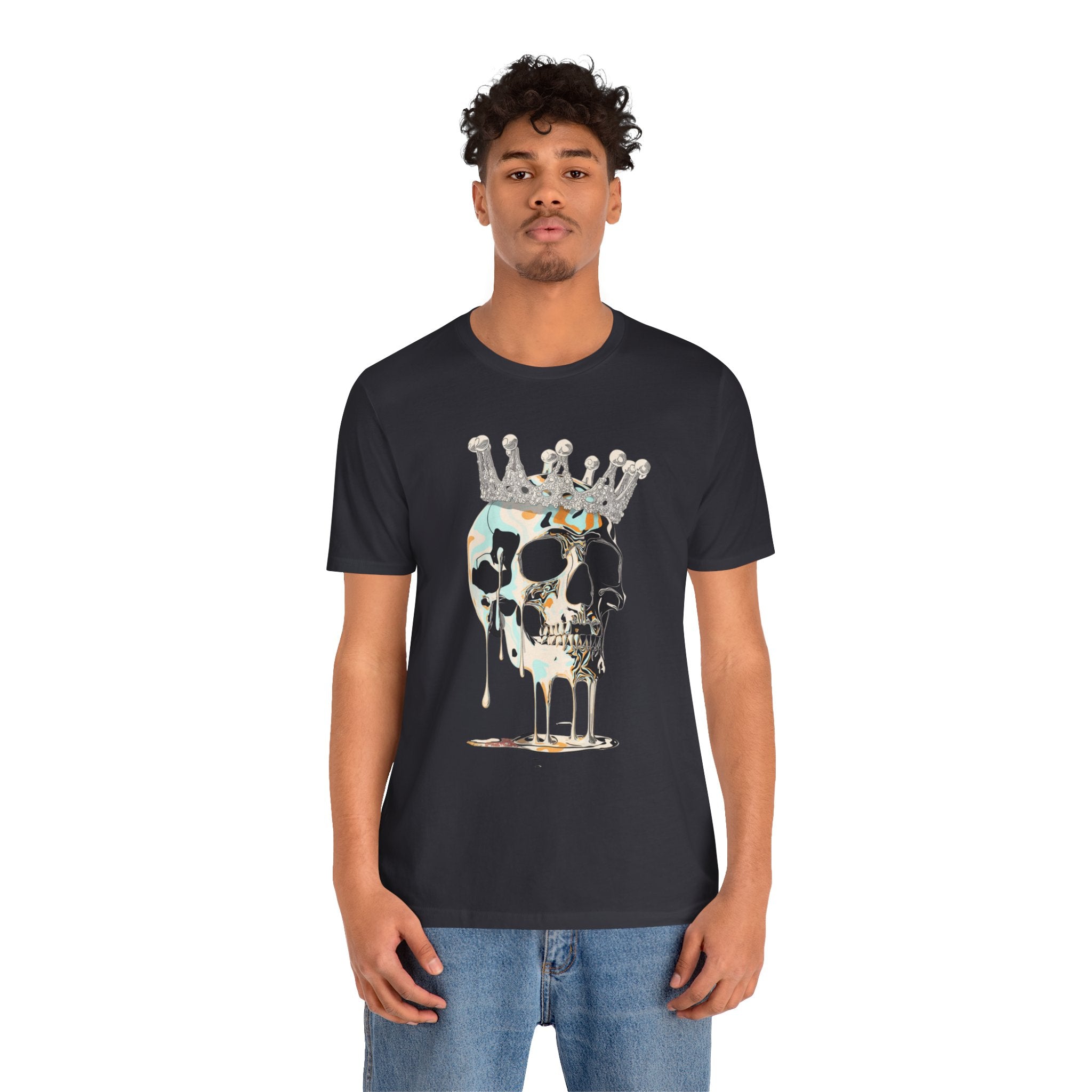 Skull Crown Graphic Tee — Dripping Art Skull T-Shirt