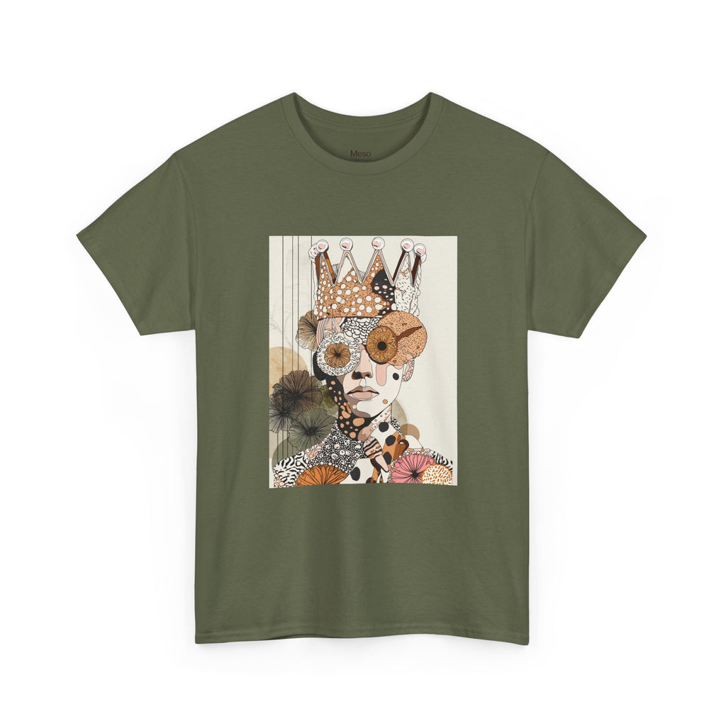 Surreal Crowned Face Art Tee — Abstract Collage Graphic T-Shirt