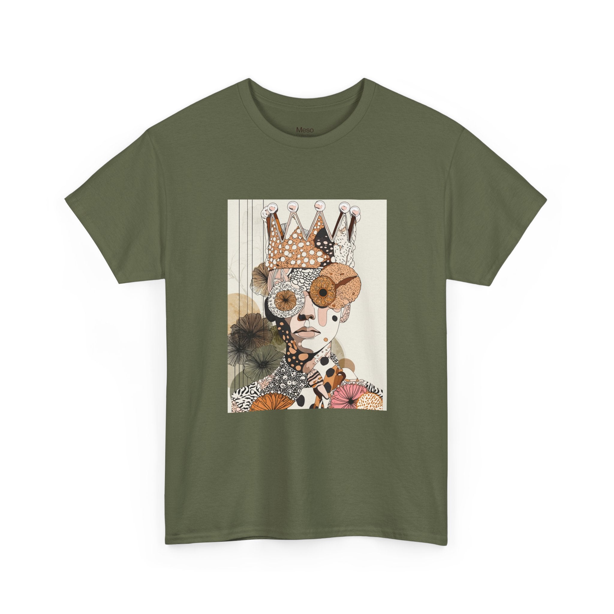 Surreal Crowned Face Art Tee — Abstract Collage Graphic T-Shirt
