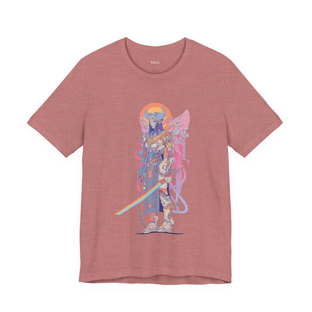 Celestial Warrior with Sword T-Shirt | Angelic Armor Illustration