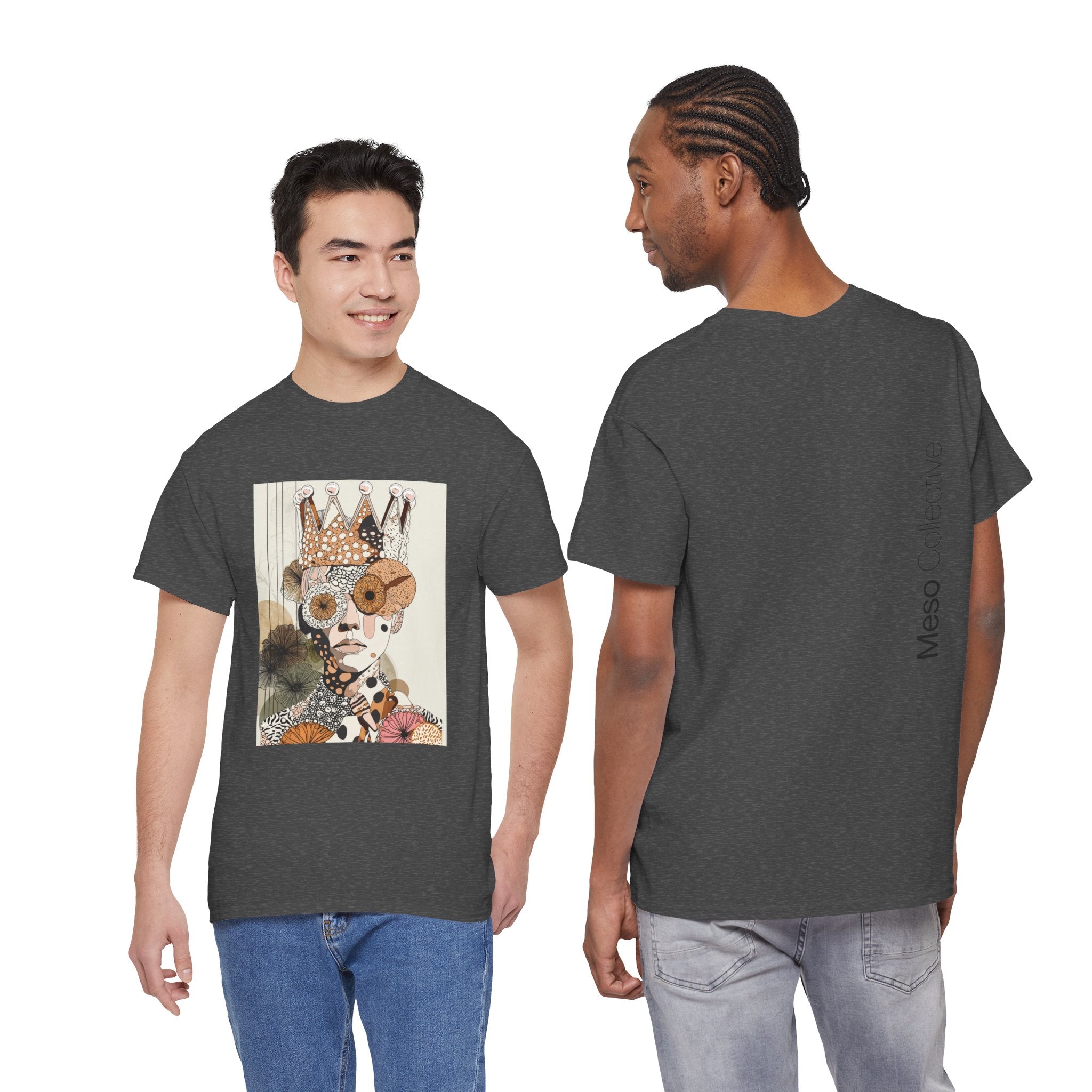 Surreal Crowned Face Art Tee — Abstract Collage Graphic T-Shirt