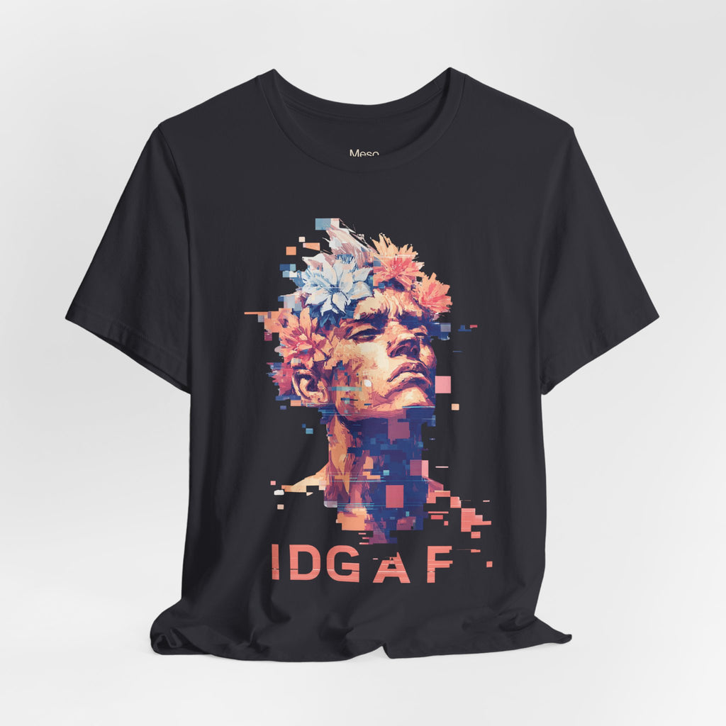 IDGAF Statue Bust Graphic Tee | Glitched Classical Sculpture T-Shirt