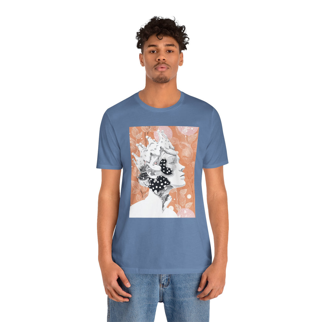 Artistic Coral Portrait Tee — Abstract Floral Woman Graphic T-Shirt