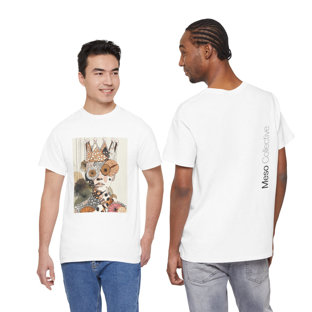 Surreal Crowned Face Art Tee — Abstract Collage Graphic T-Shirt