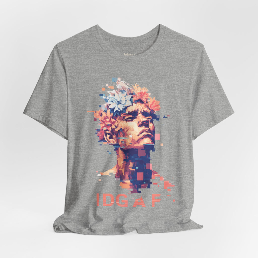 IDGAF Statue Bust Graphic Tee | Glitched Classical Sculpture T-Shirt