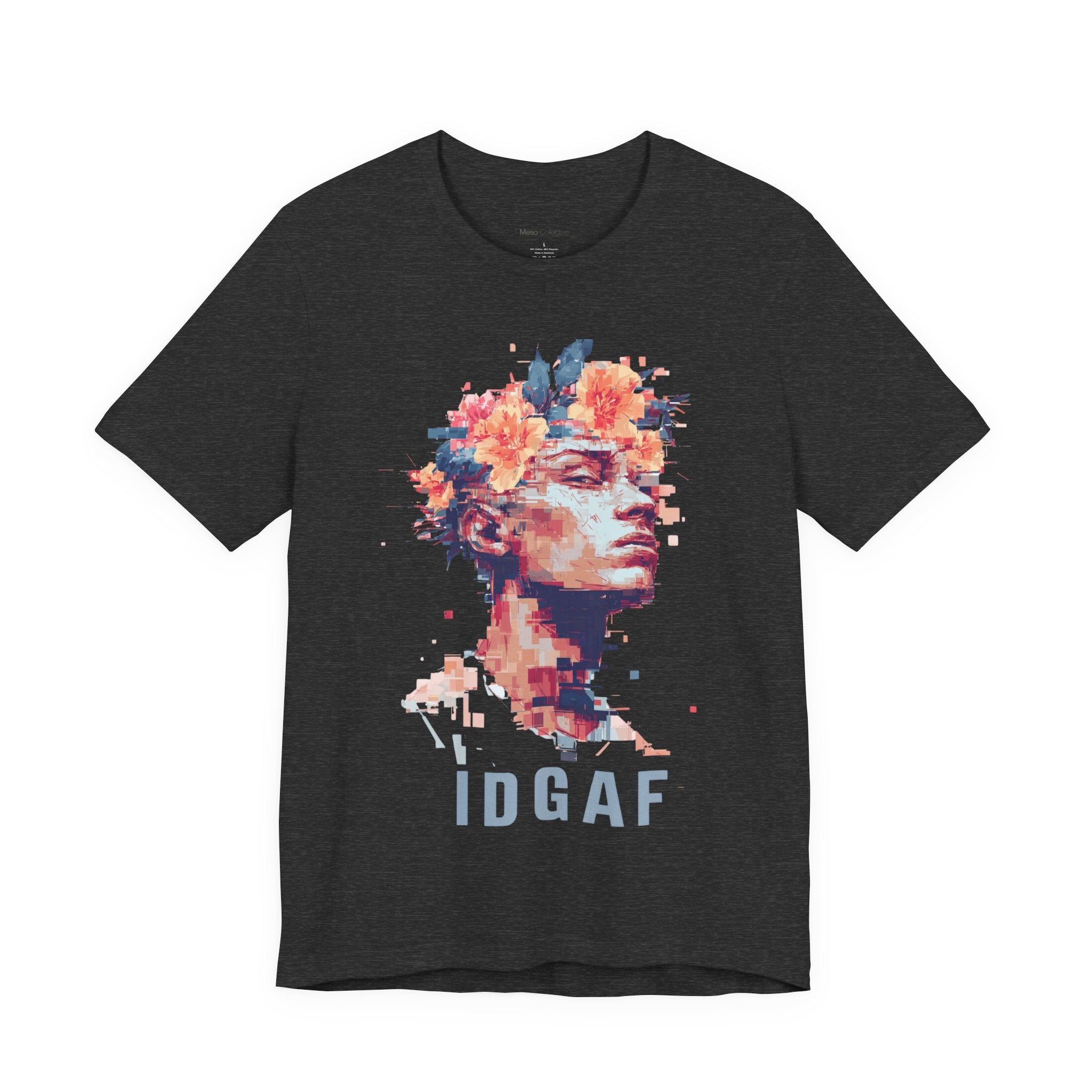 Floral Bust Portrait IDGAF T-Shirt | Artistic Statue Head Tee