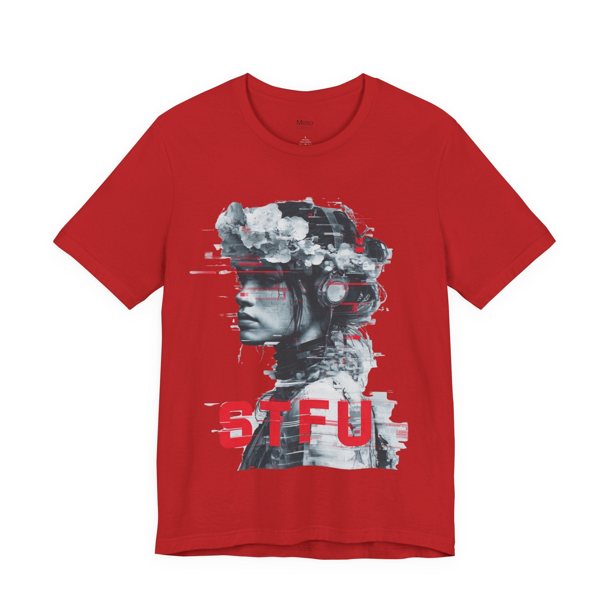 STFU Glitch Portrait Tee | Vaporwave Cyberpunk Graphic T-Shirt